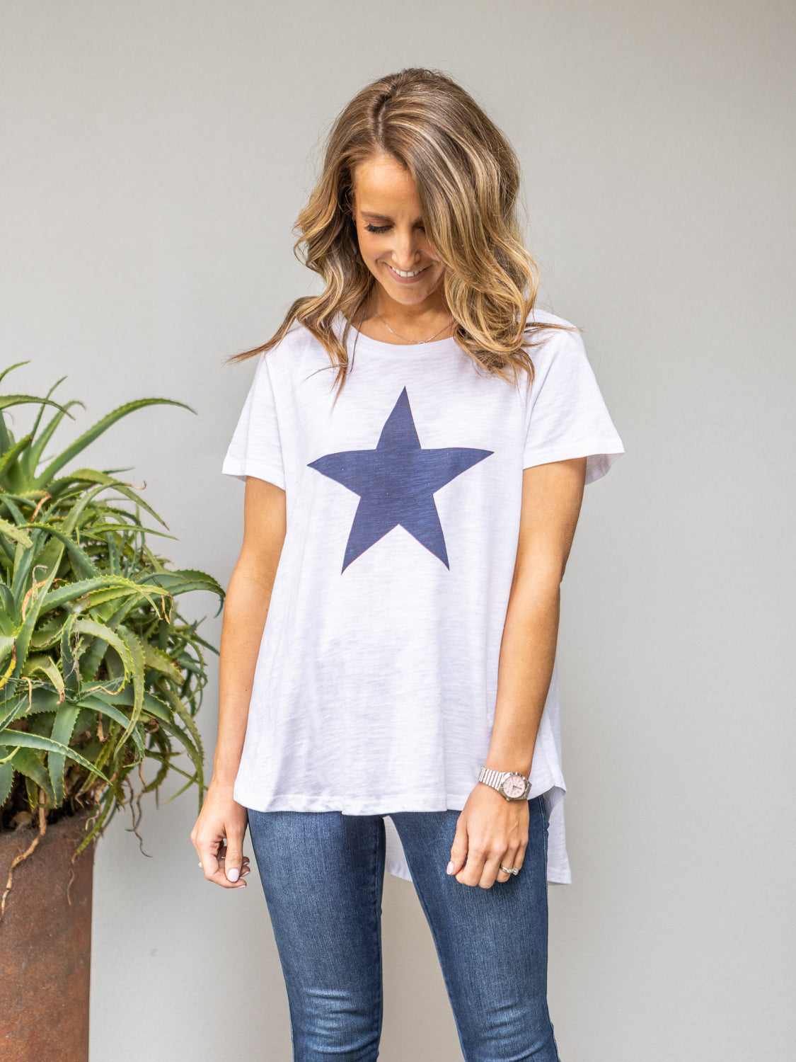 Maggie Tee - White With Navy Star