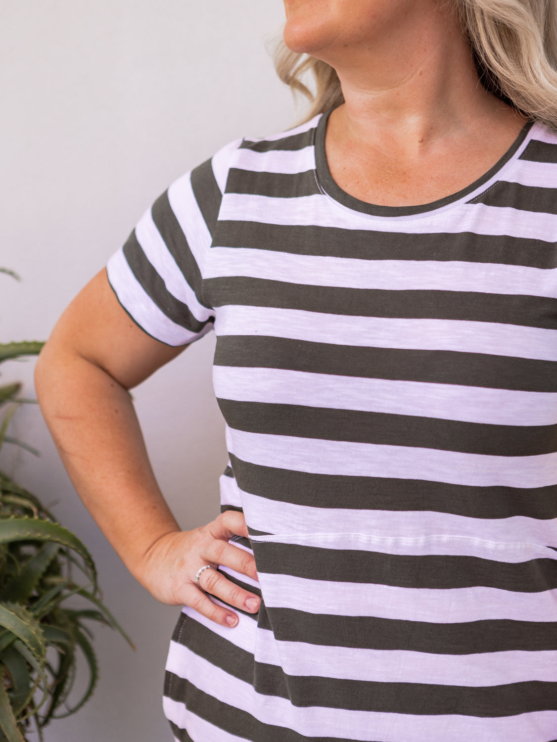 Bayley Dress - Khaki Stripe
