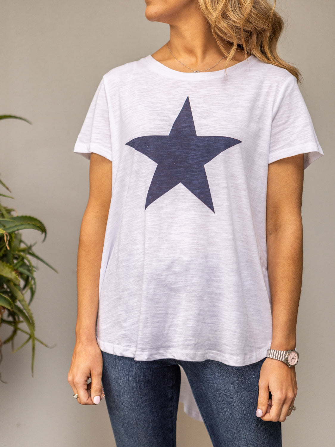 Maggie Tee - White With Navy Star
