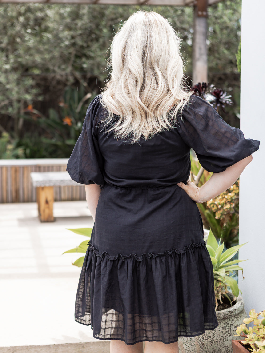 Ruby Tiered Midi Dress - Black