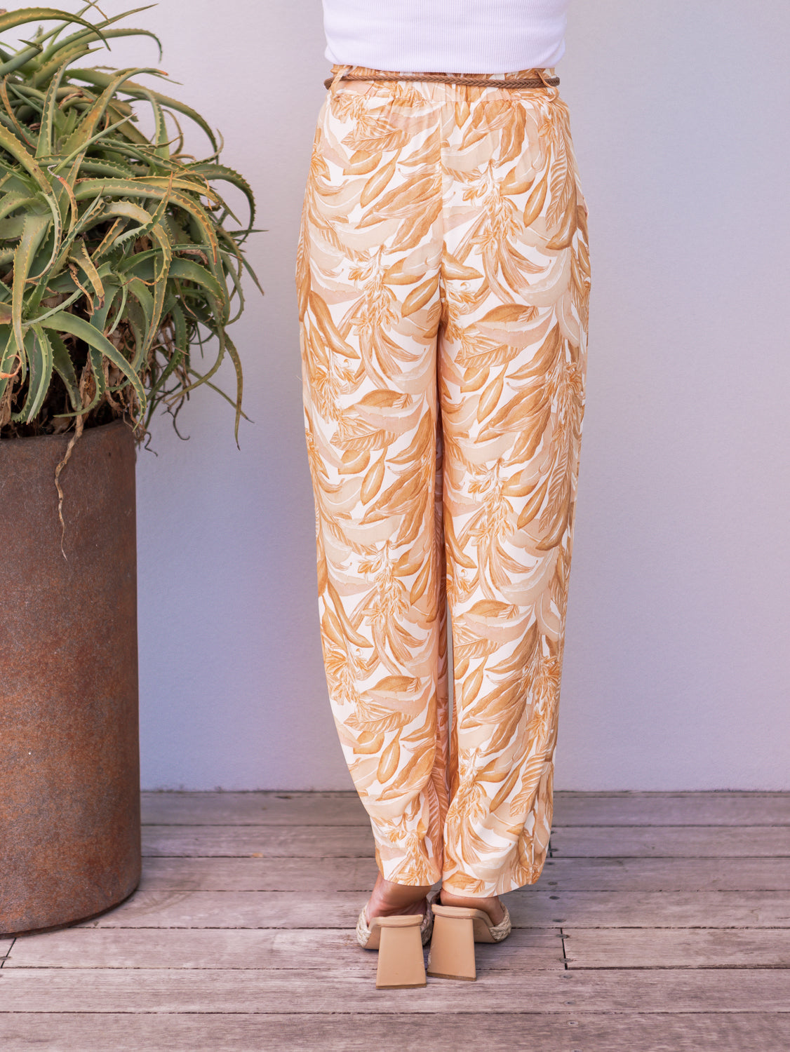 Portia Elastic Back Pants with Belt - Palm Springs