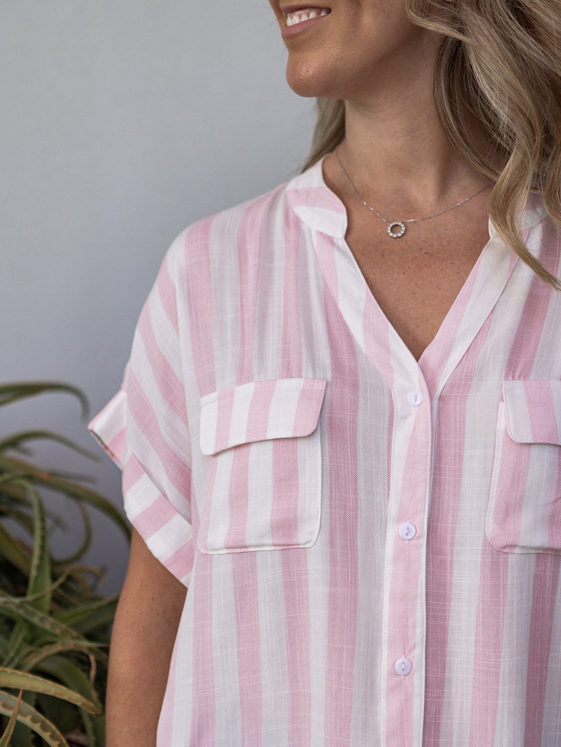 Betsy Shirt - Pink/ White