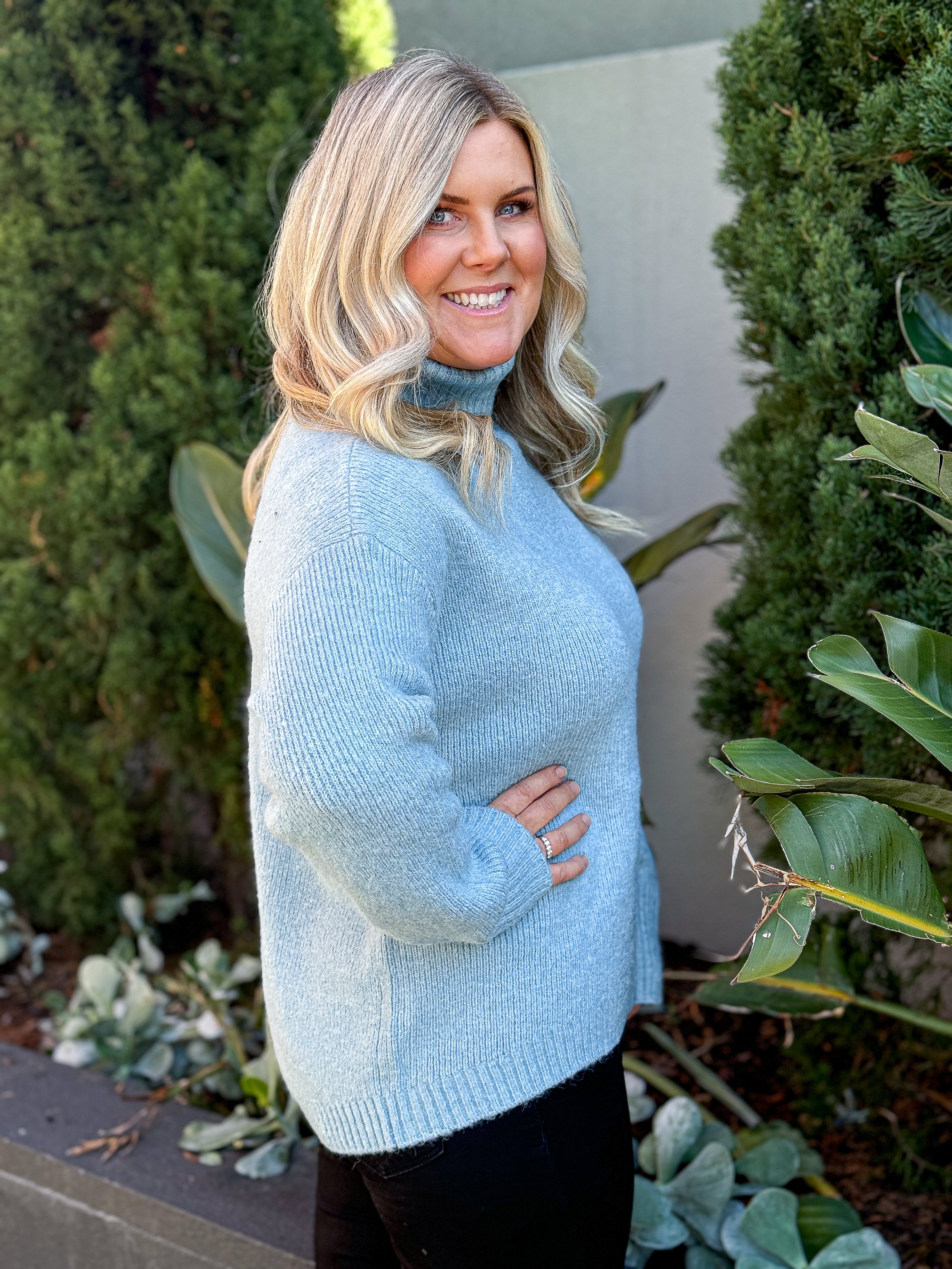 Emmy Roll Neck Sweater - Blue