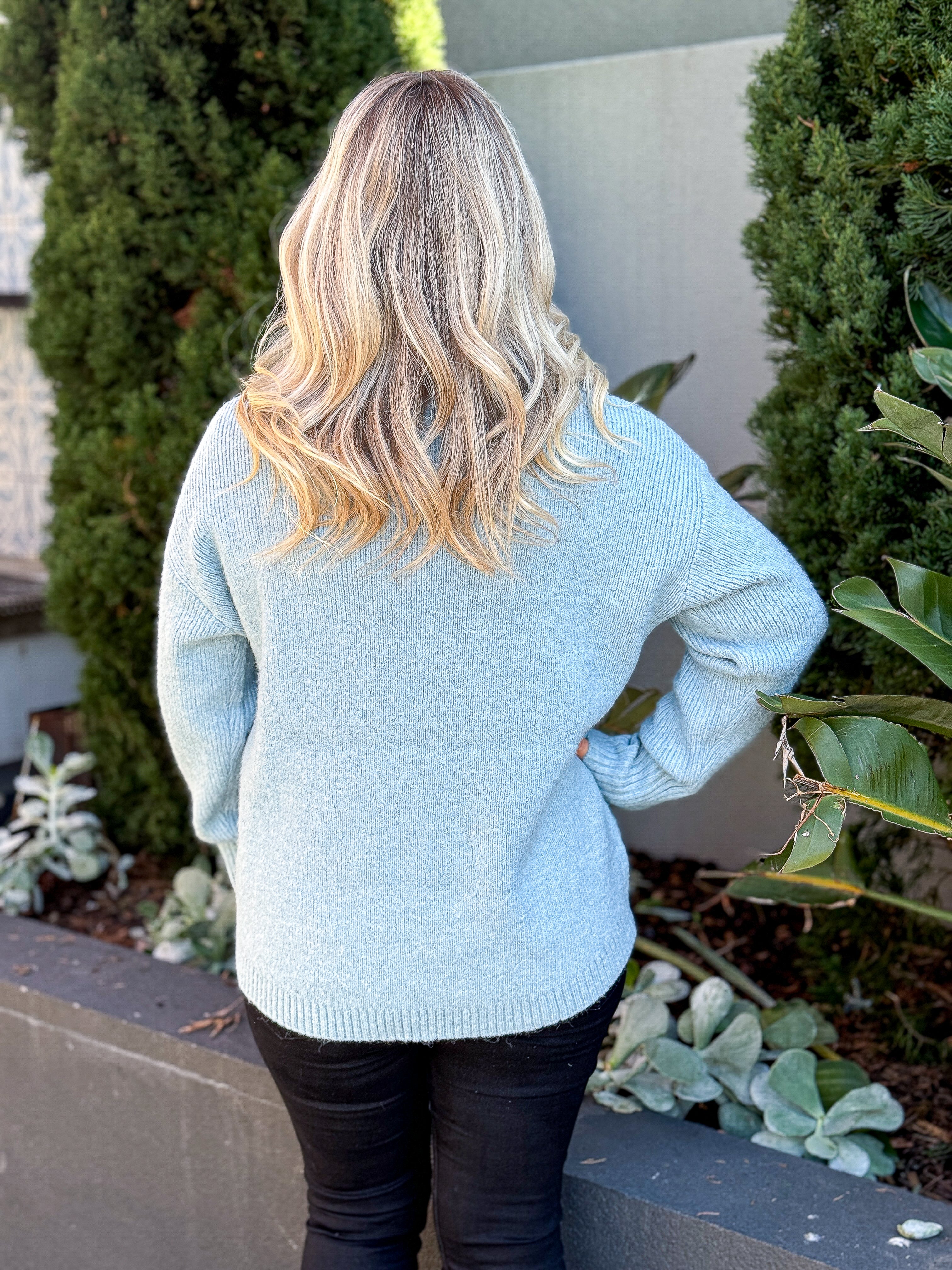 Emmy Roll Neck Sweater - Blue