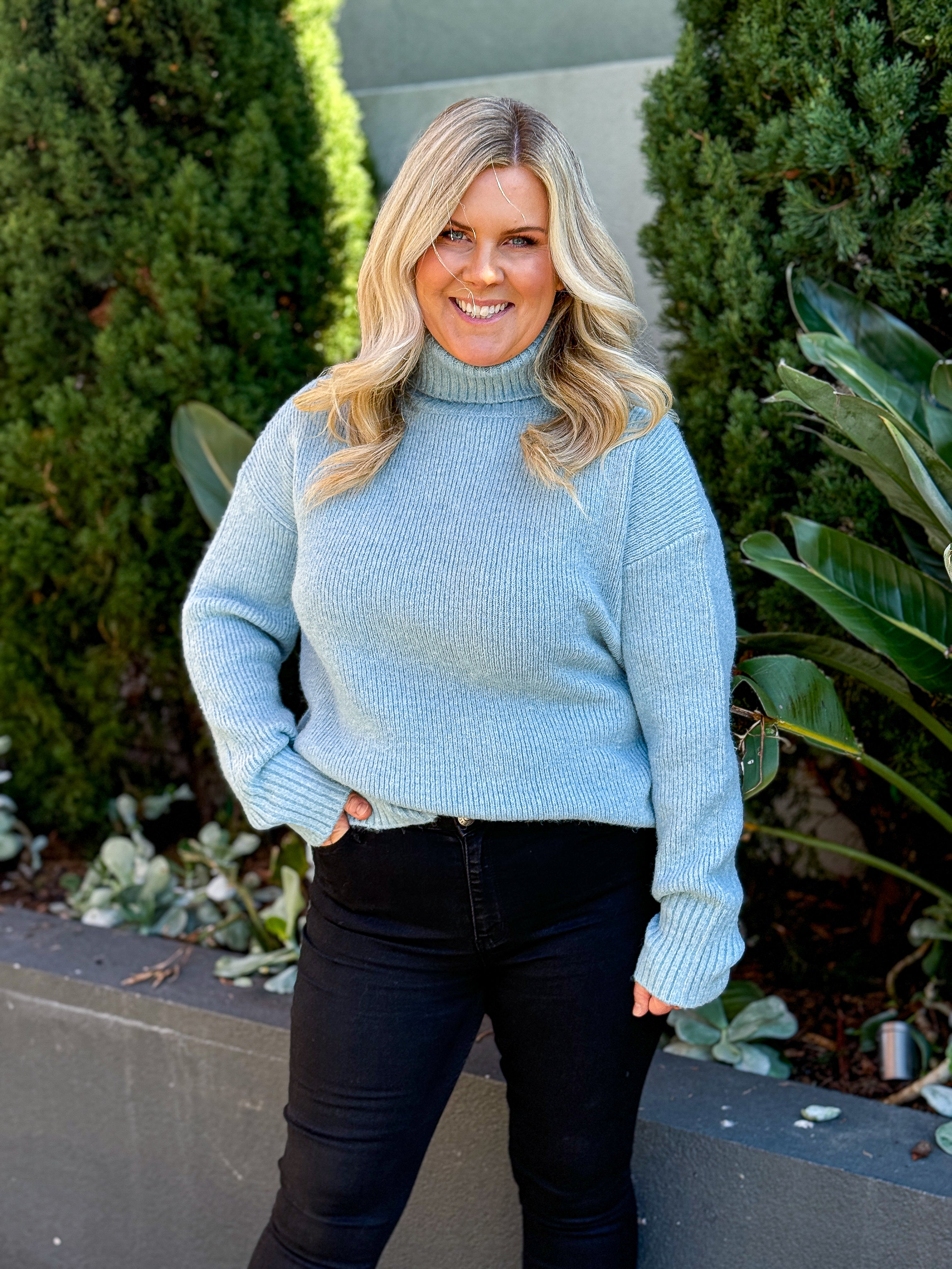 Emmy Roll Neck Sweater - Blue