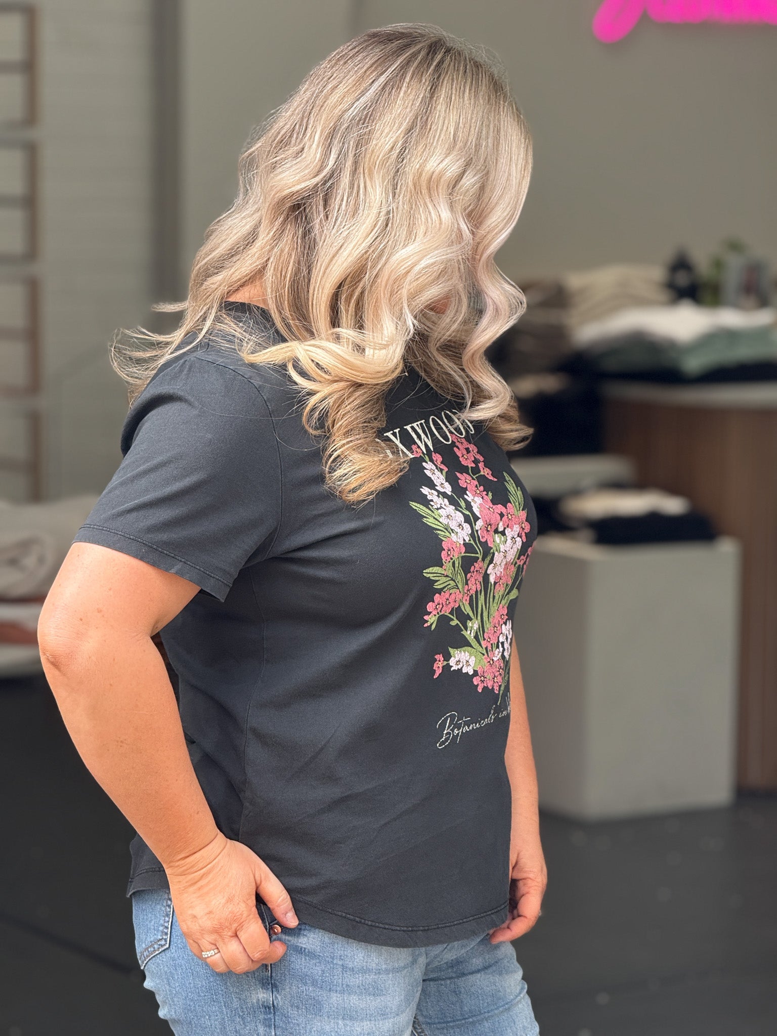 Flowers Tee - Washed Black