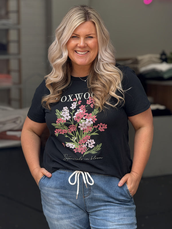 Flowers Tee - Washed Black