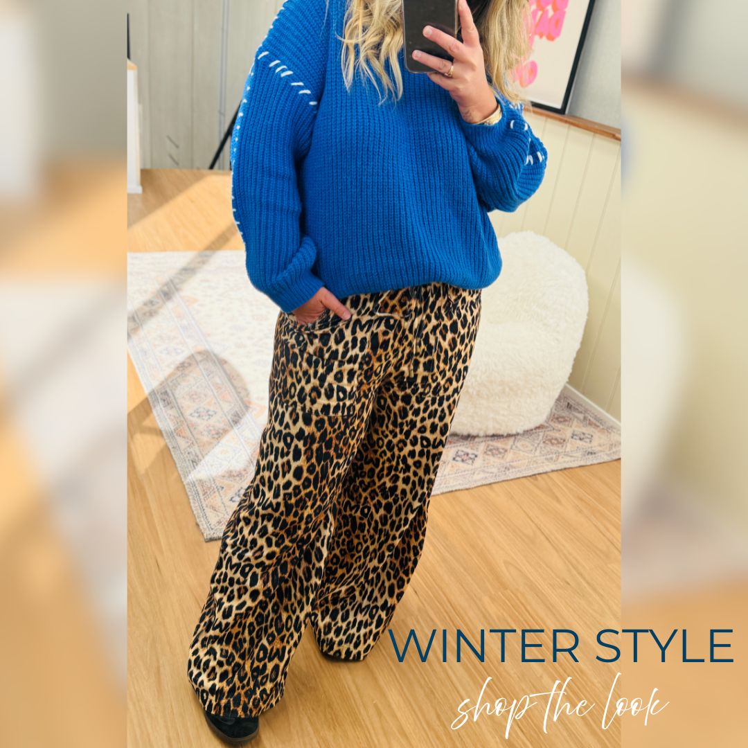 Gabriella Knit Top - Blue/White