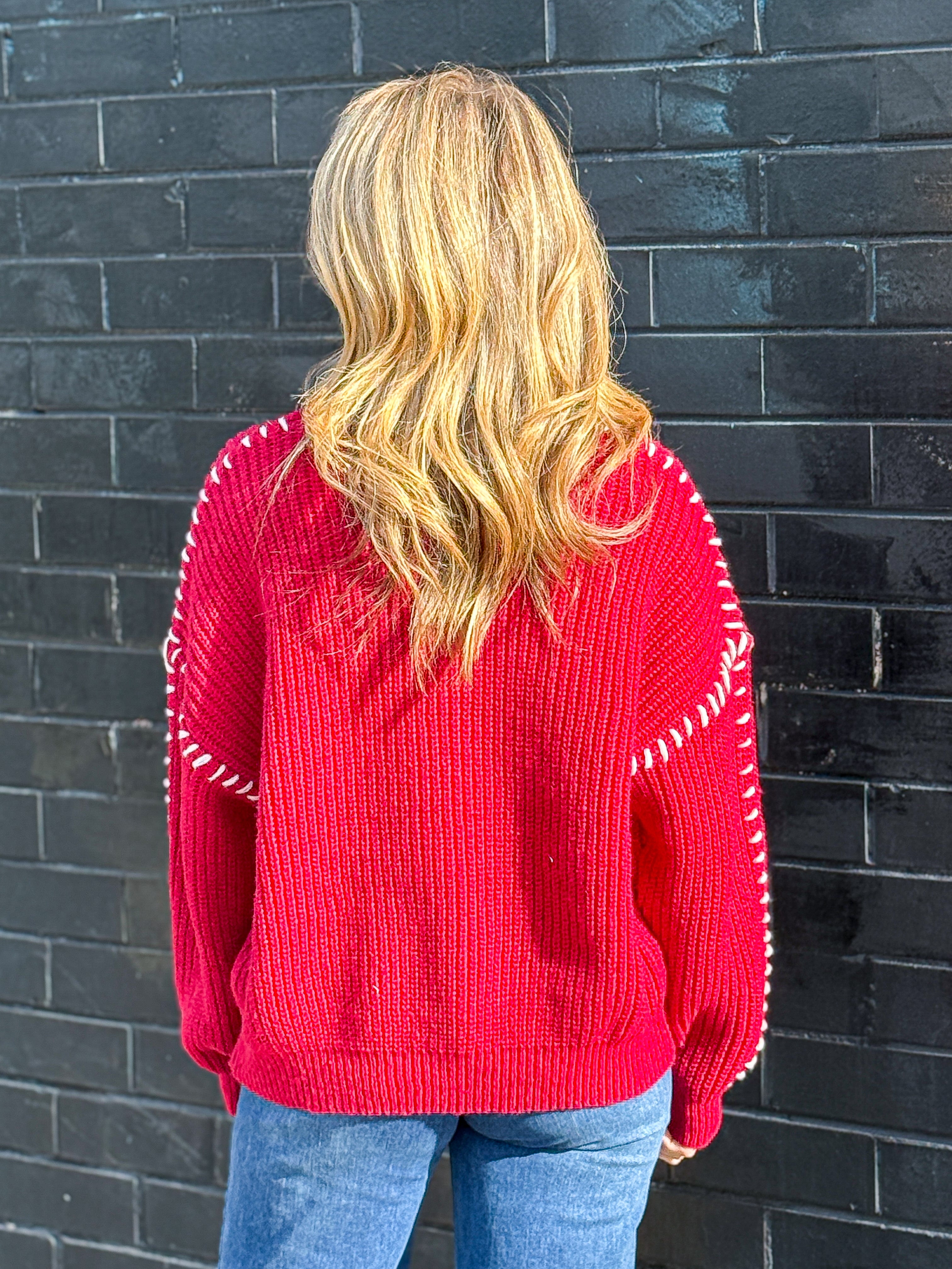 Gabriella Knit Top - Red/White