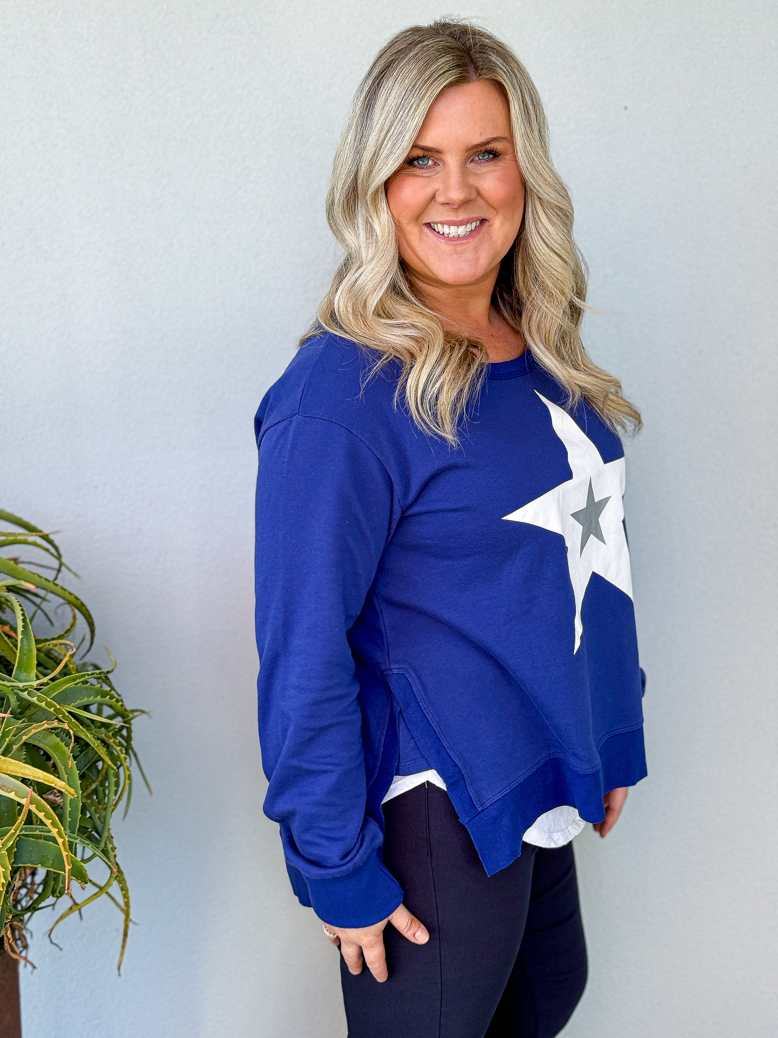 Grace Silver Star Sweatshirt - Dusk Blue