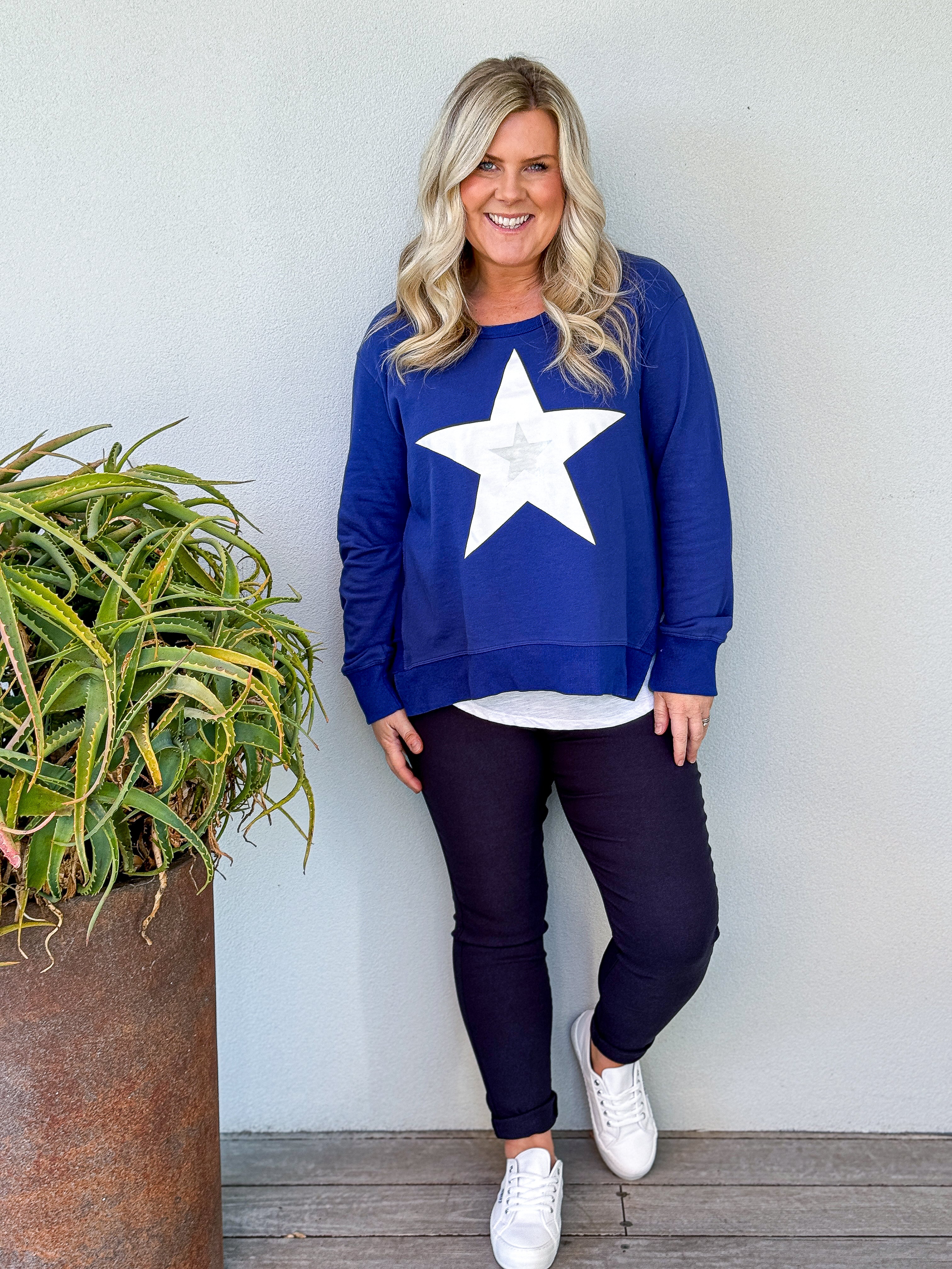 Grace Silver Star Sweatshirt - Dusk Blue