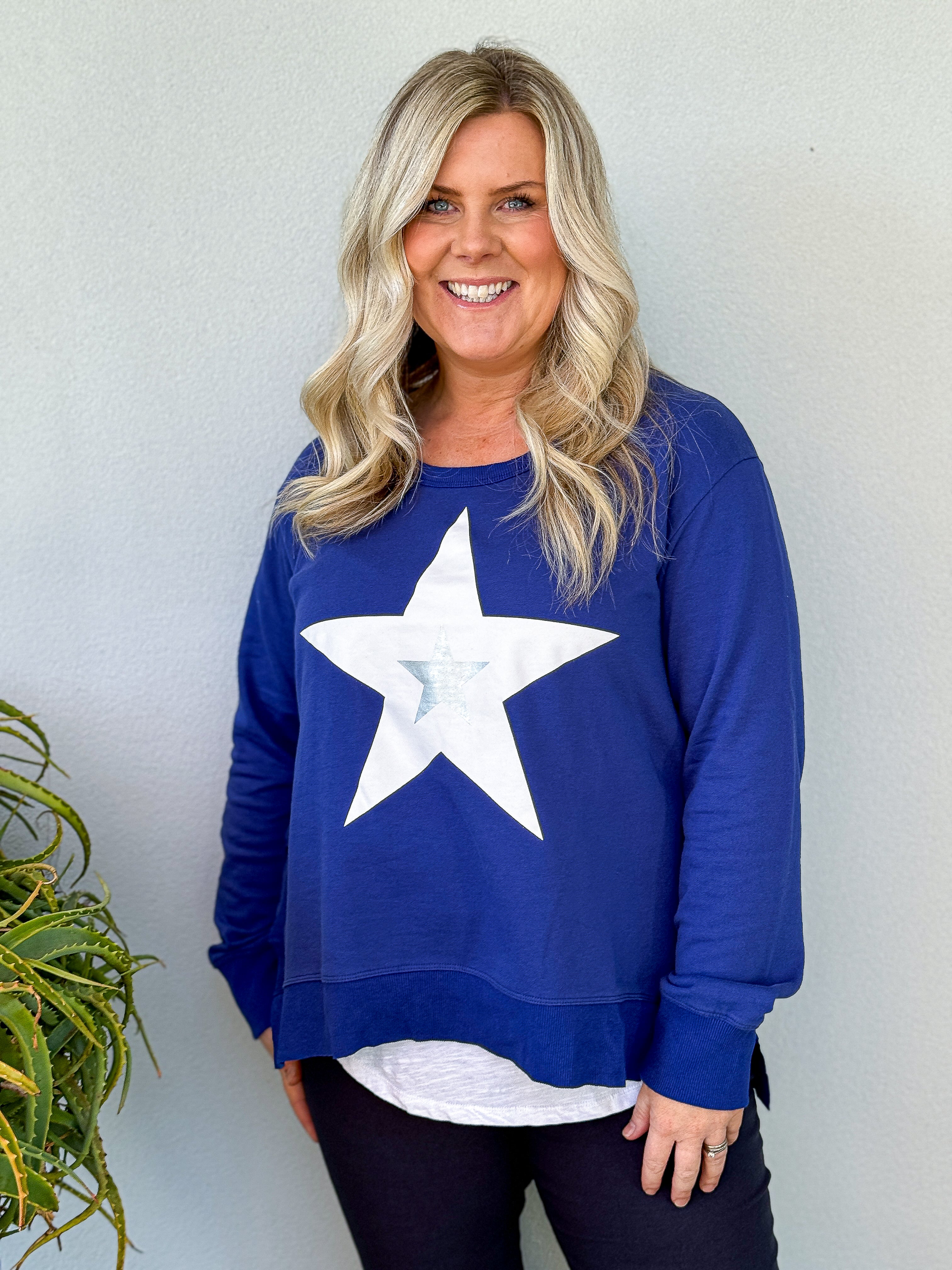 Grace Silver Star Sweatshirt - Dusk Blue