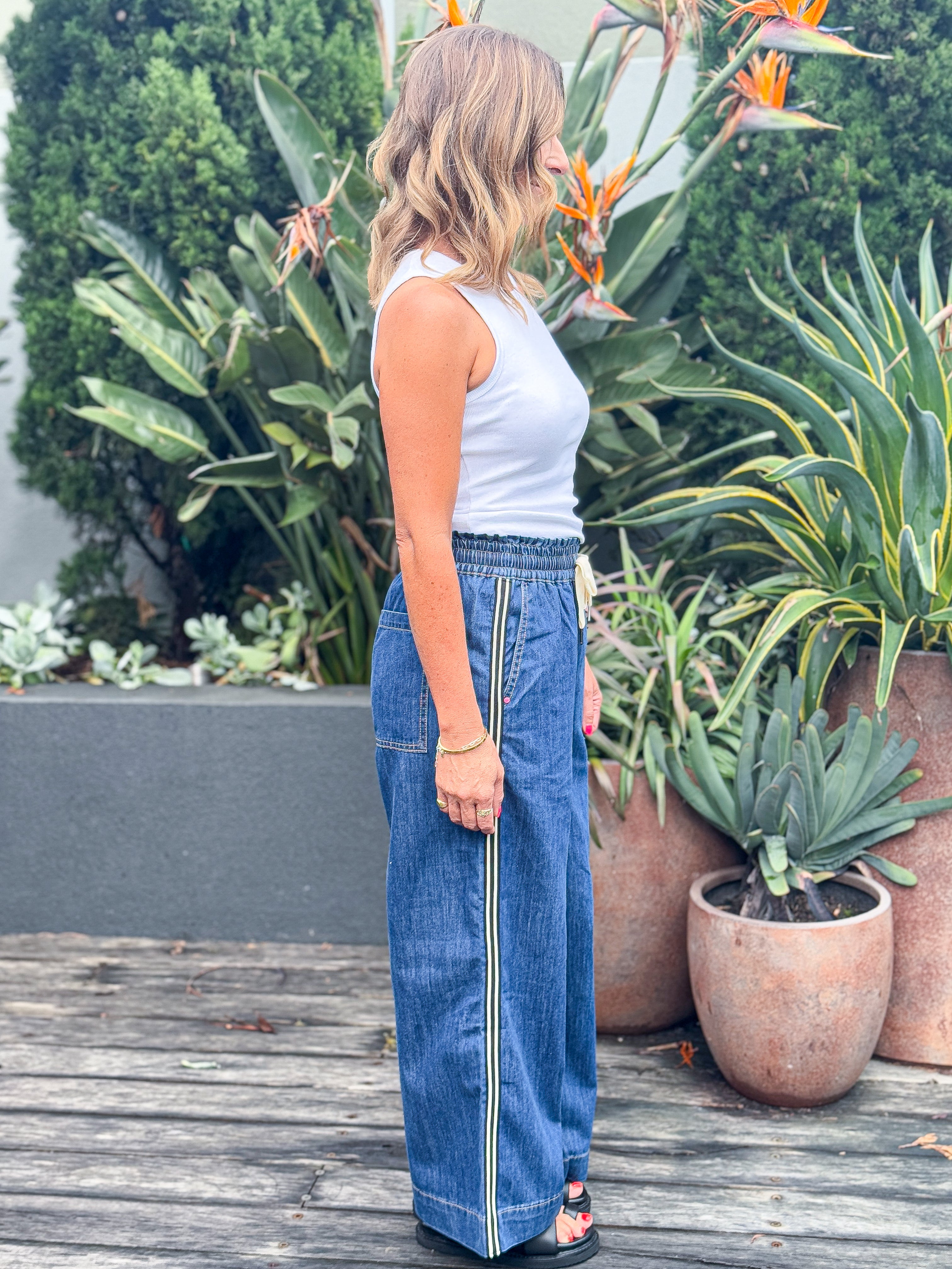 Greta Wide Leg Pant - Dark Blue