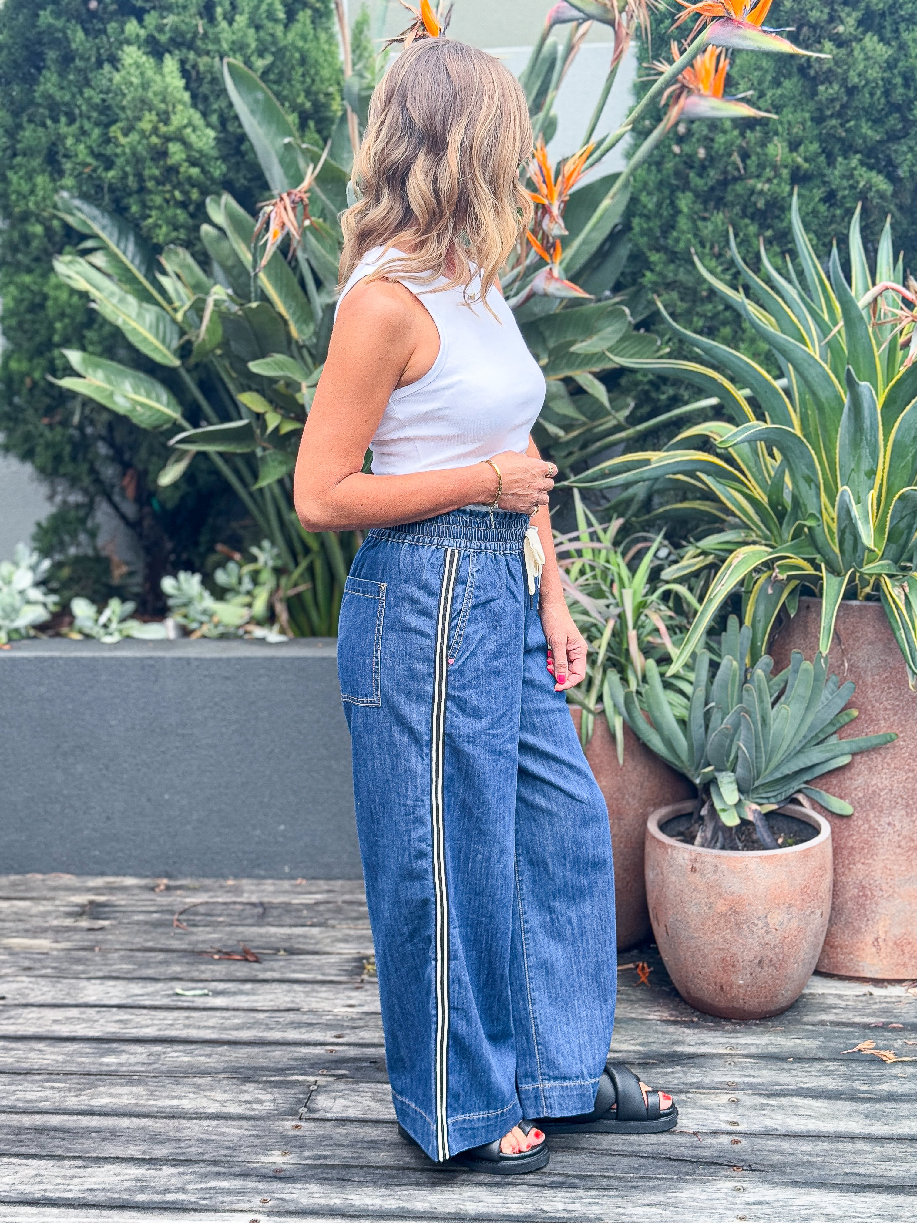 Greta Wide Leg Pant - Dark Blue