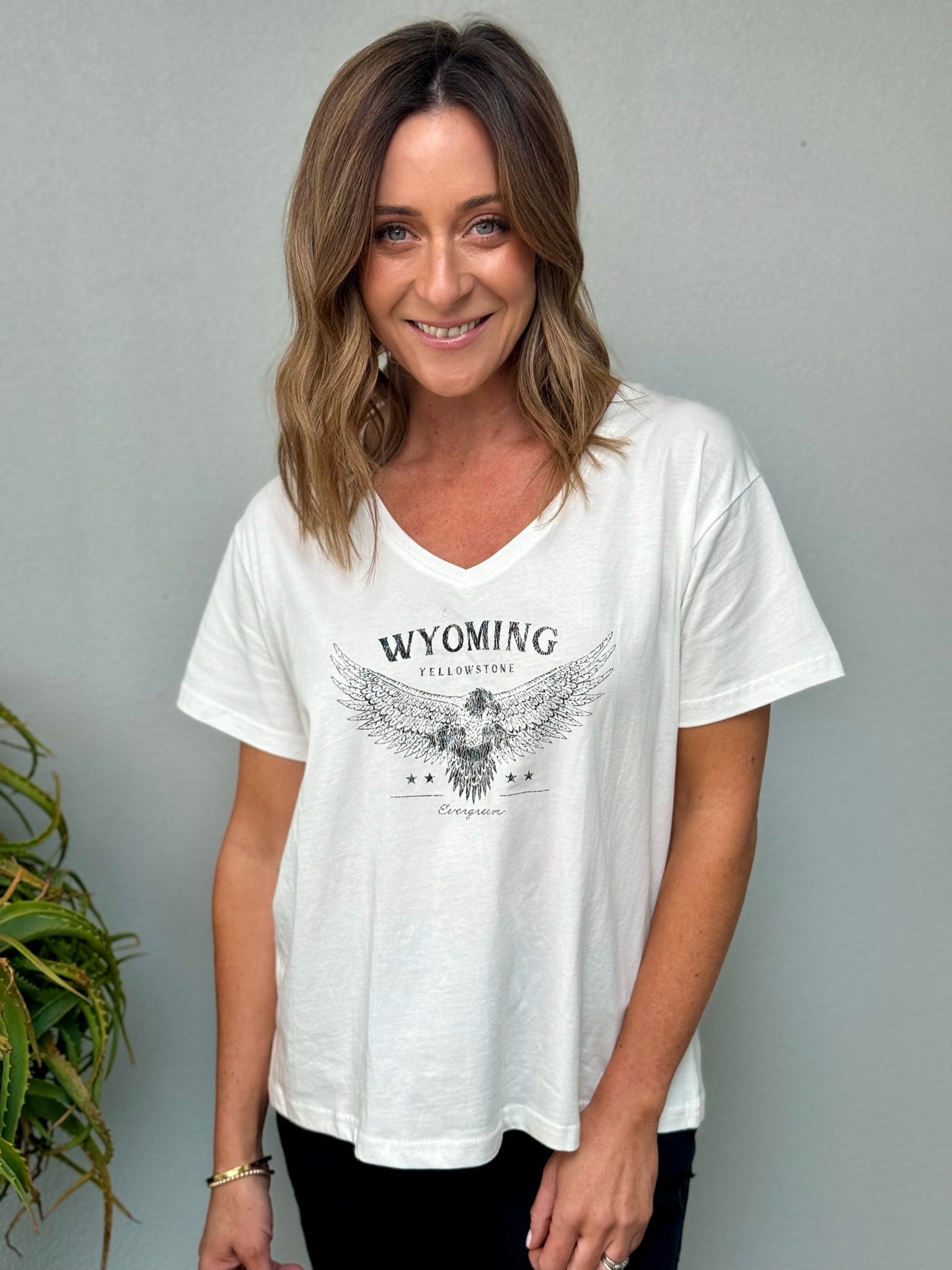 Wyoming V Neck Tee - White