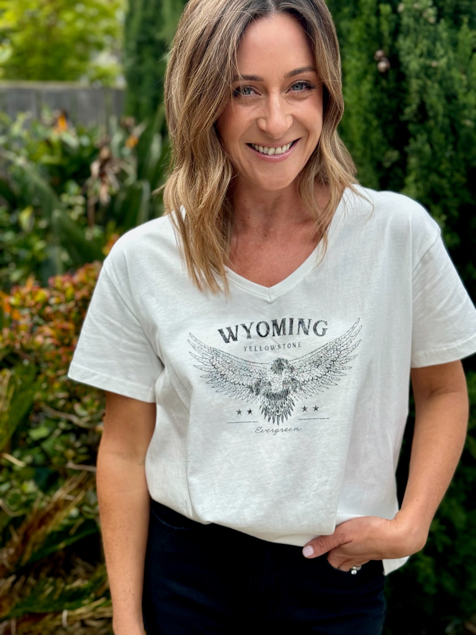 Wyoming V Neck Tee - White