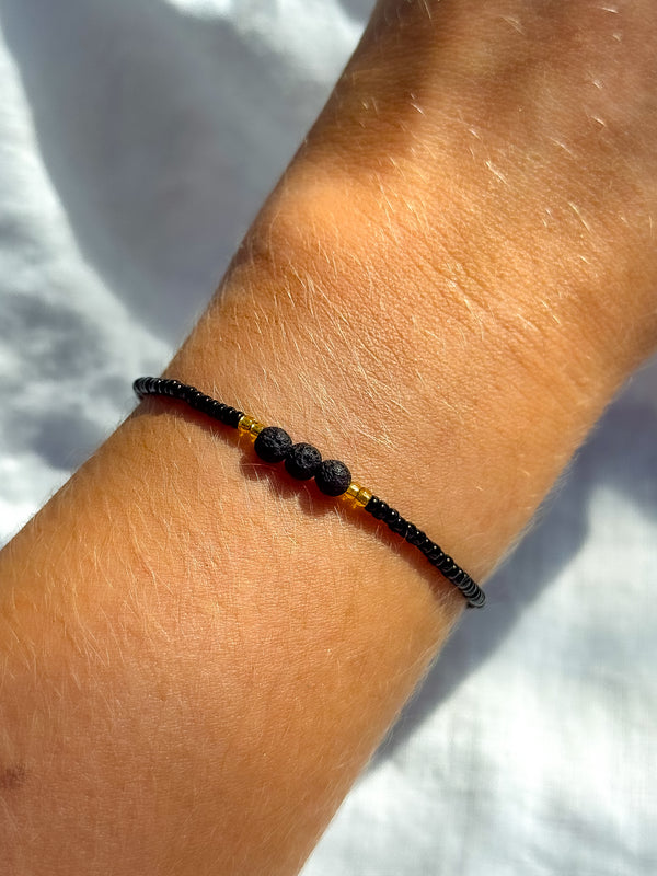 Aries Black Bead Trio Bracelet