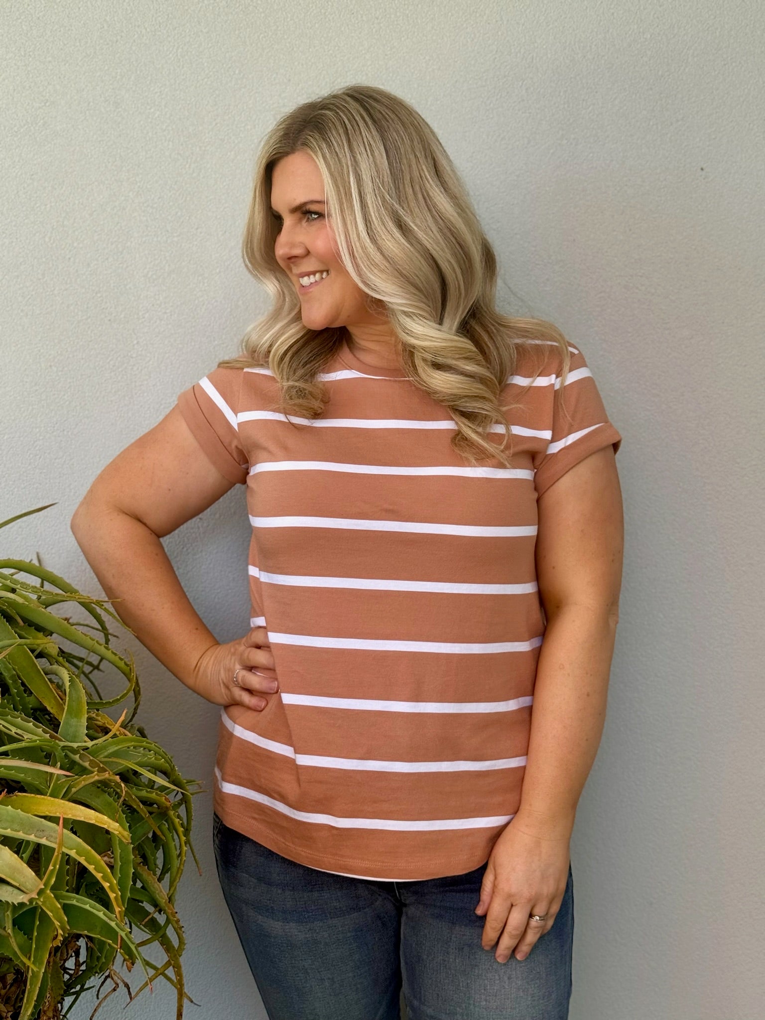 Manly Stripe Tee - Clay