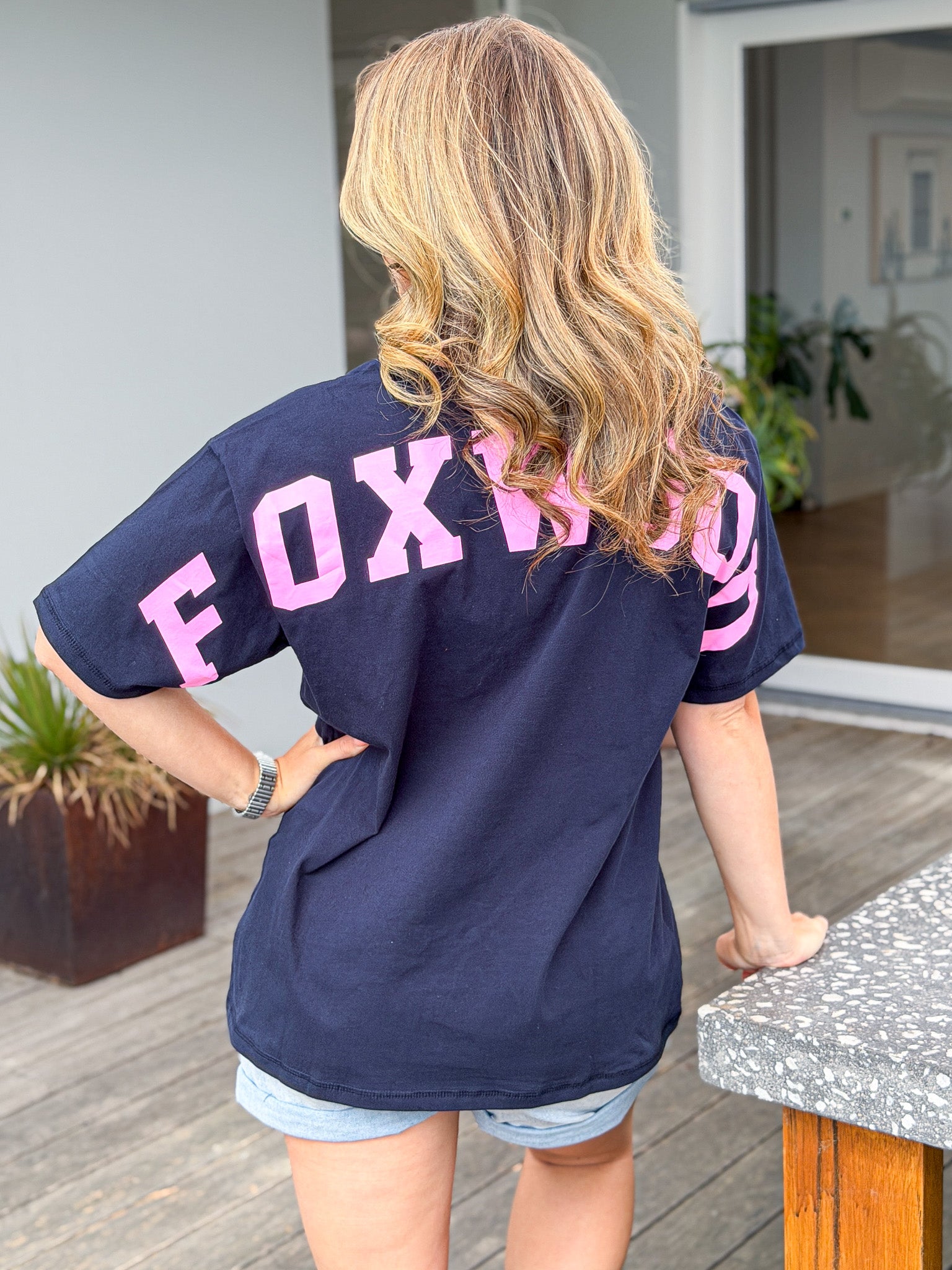 Interval Tee - Navy with Neon Pink – Evergreen Clothing