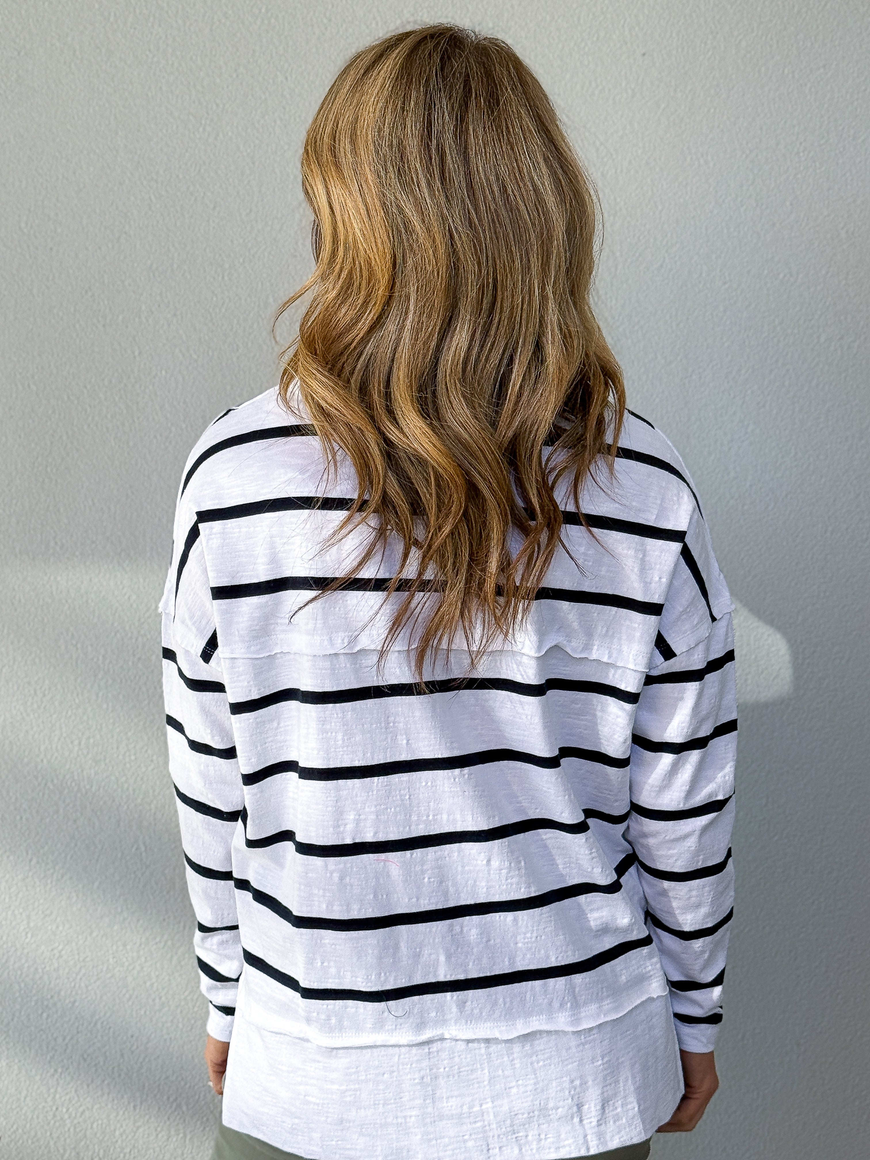 Jayne Stripe Throw On Top -  White