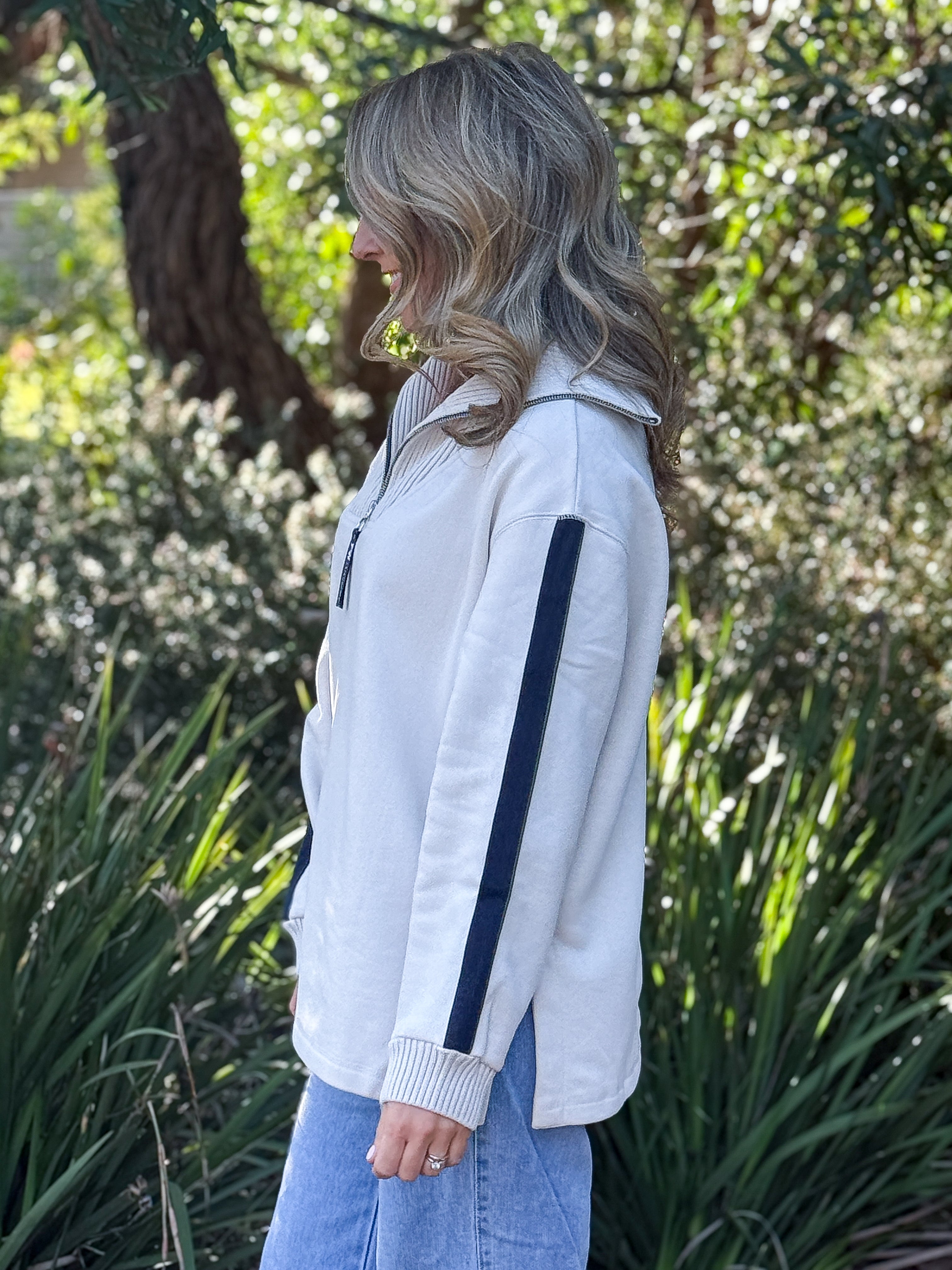 Knit Collar Crew - Bone