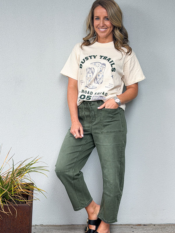 Laura Barrel Jeans - Khaki