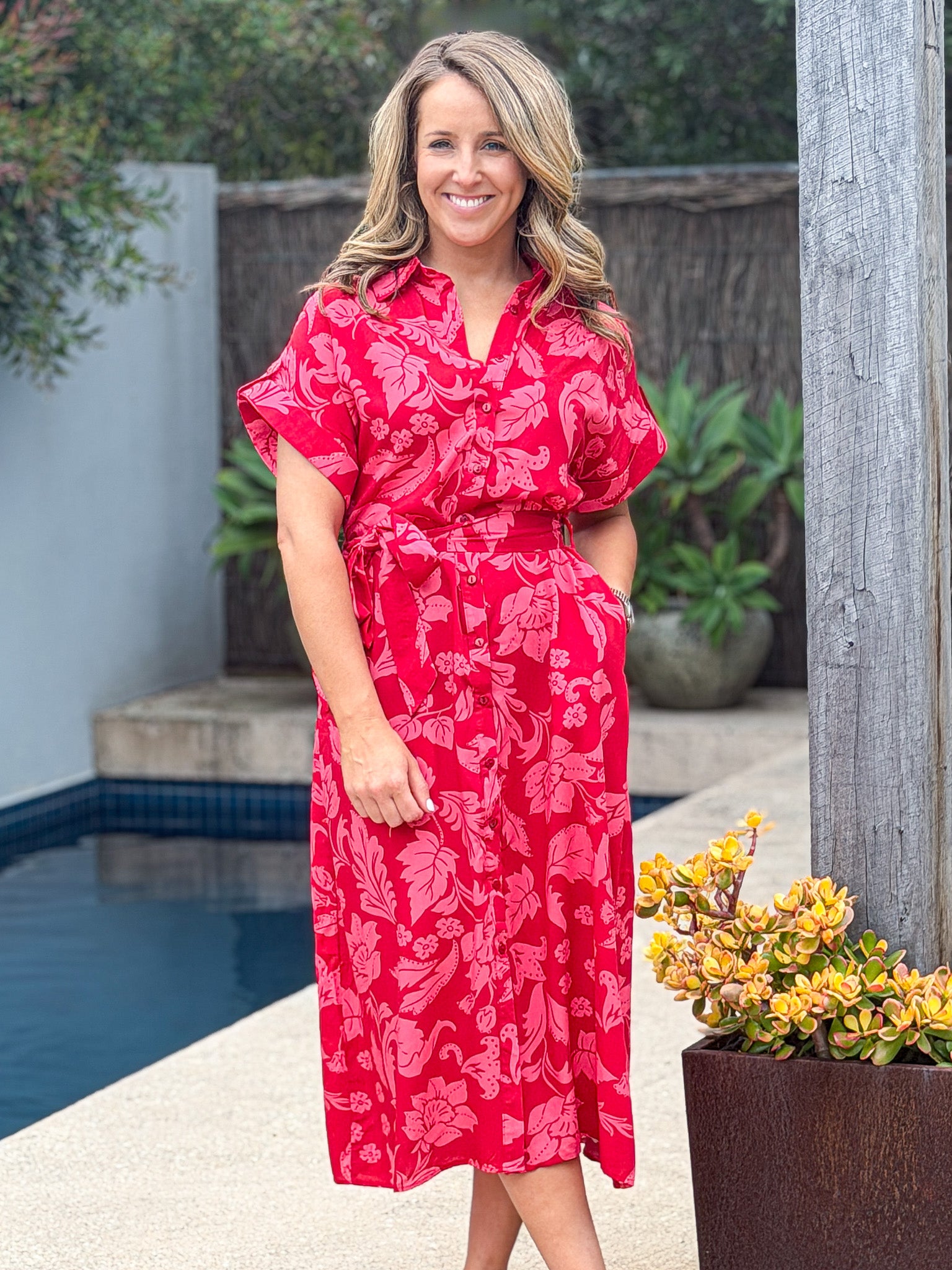 Lavina Dress Red Pink