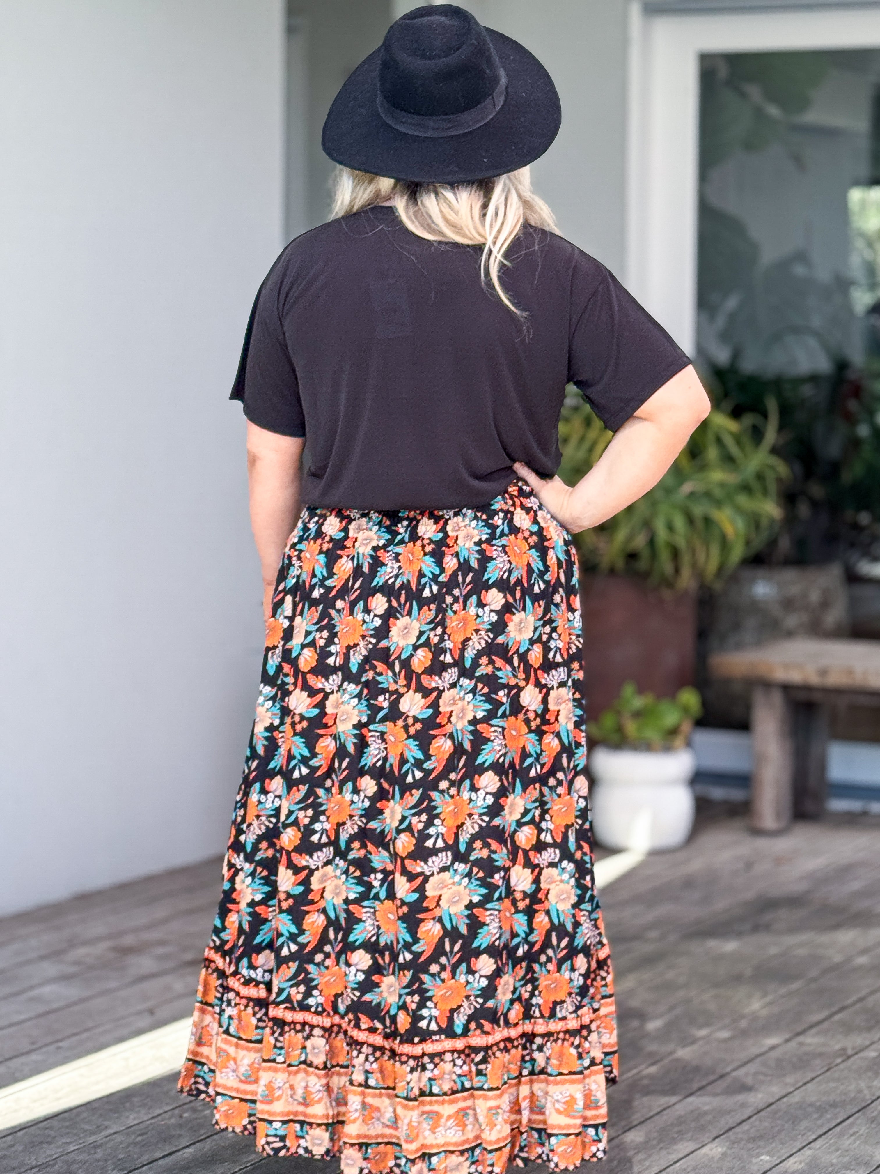 Lorena Shirred Skirt - Buttercup Black