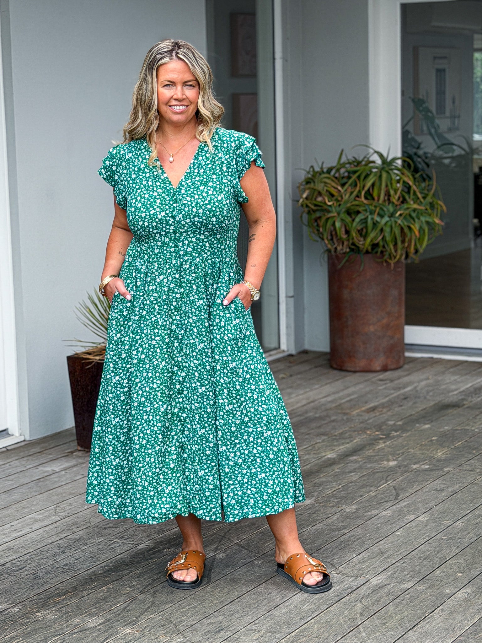 Joy Dress - Green Evergreen Clothing Joy Dress - Green Evergreen Clothing