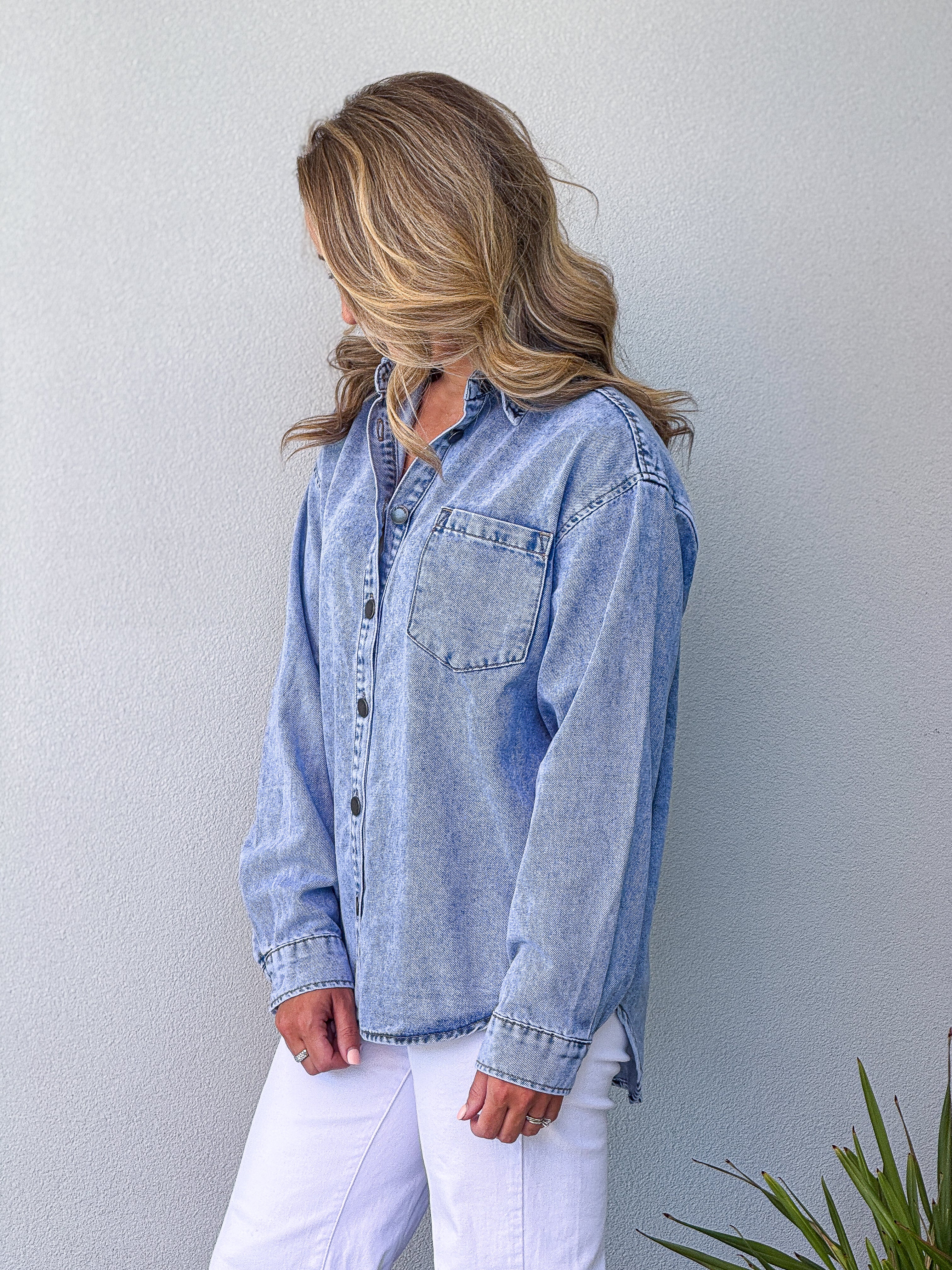 Maci Denim Shirt - Light Blue