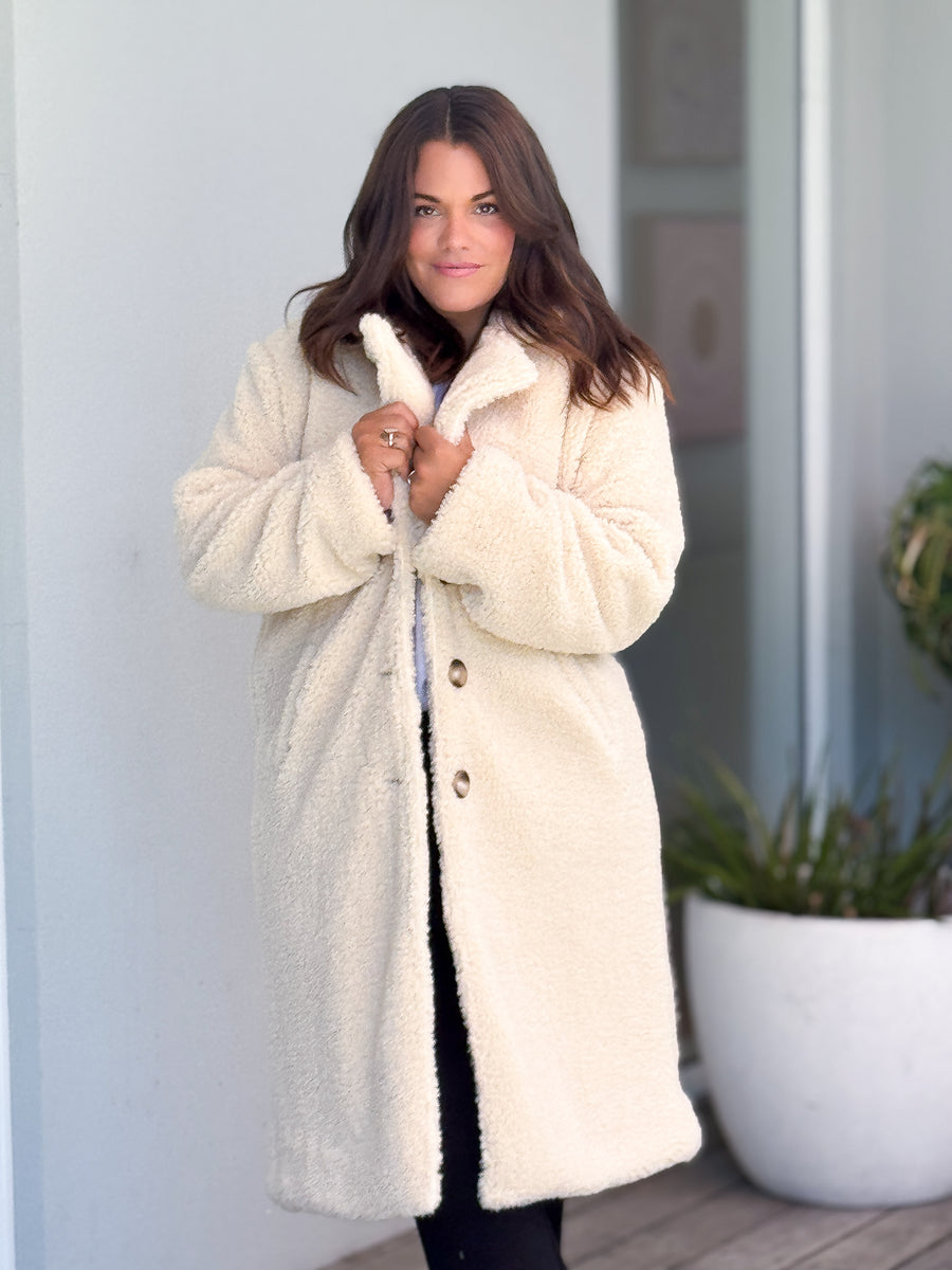 Matilda Teddy Coat - Natural – Evergreen Clothing