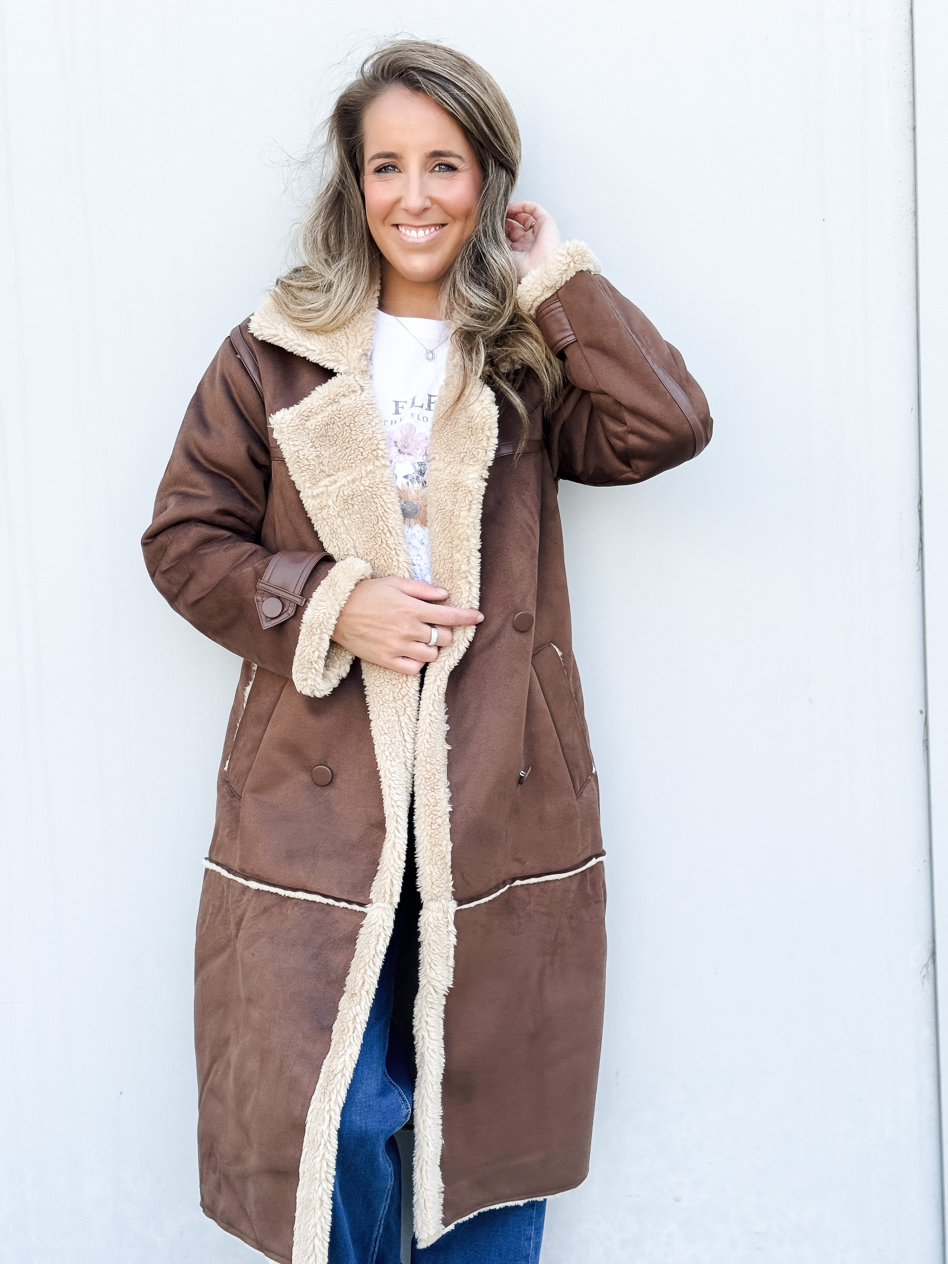 Mia Sherpa Coat - Brown
