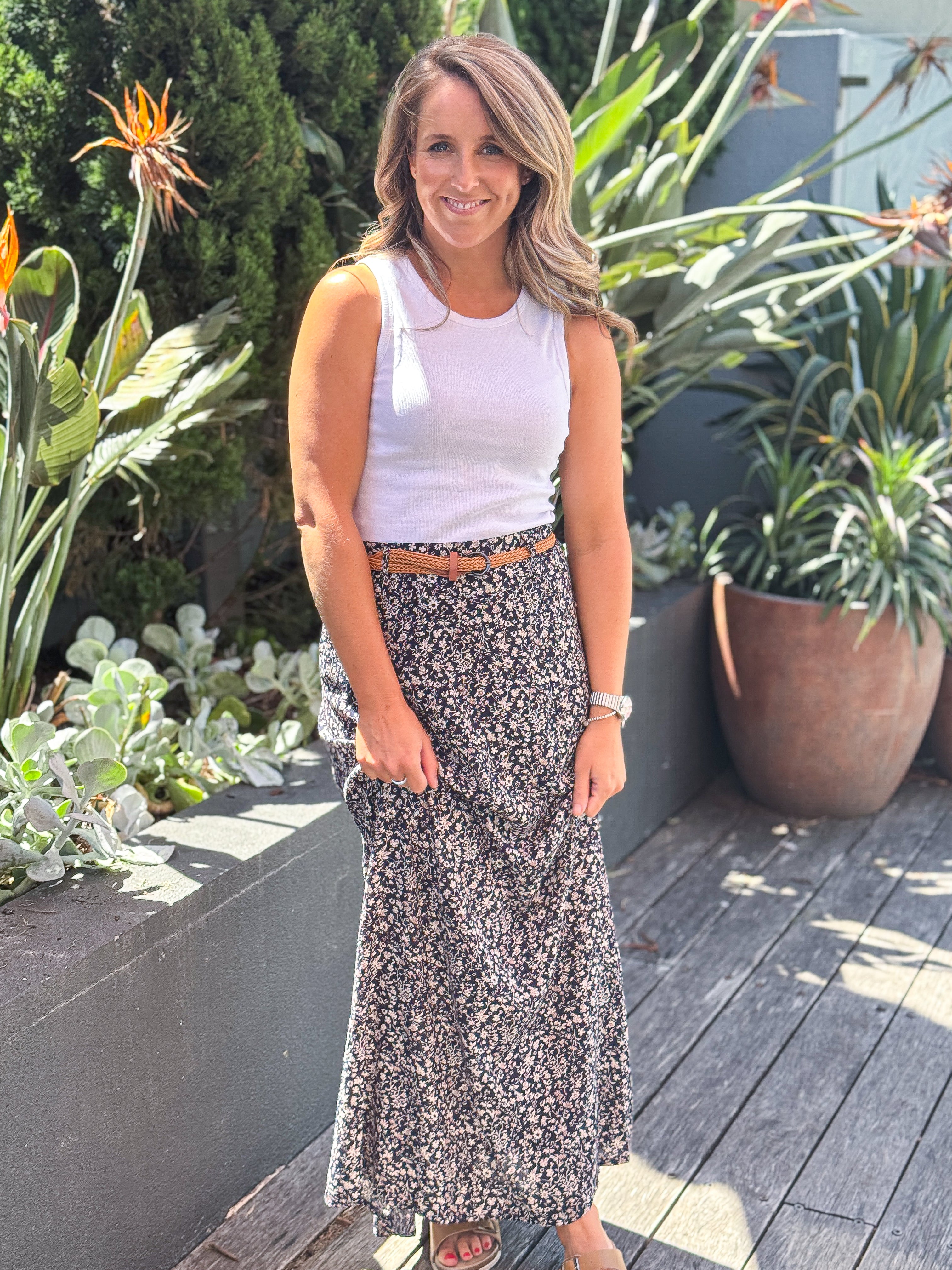 Natalie Maxi Skirt - Navy Floral