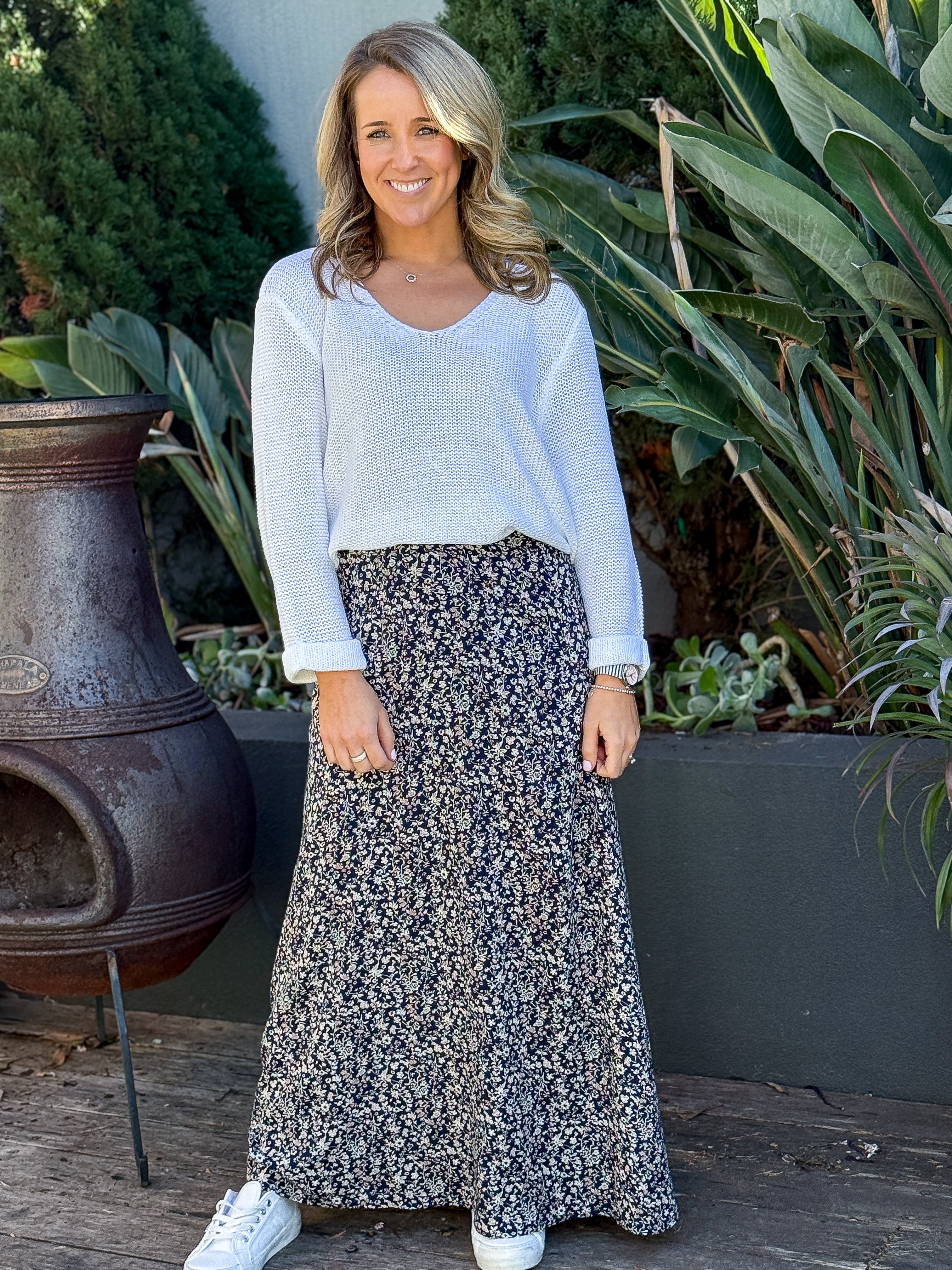 Natalie Maxi Skirt - Navy Floral