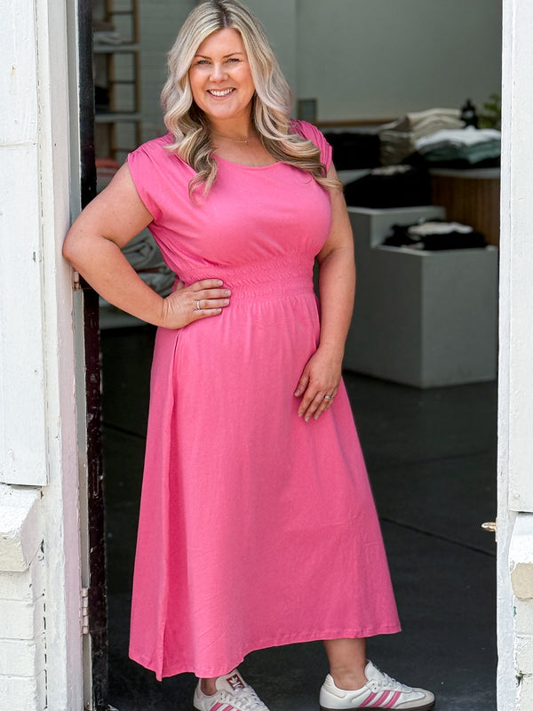 Nelle Midi Dress - Chateau Rose