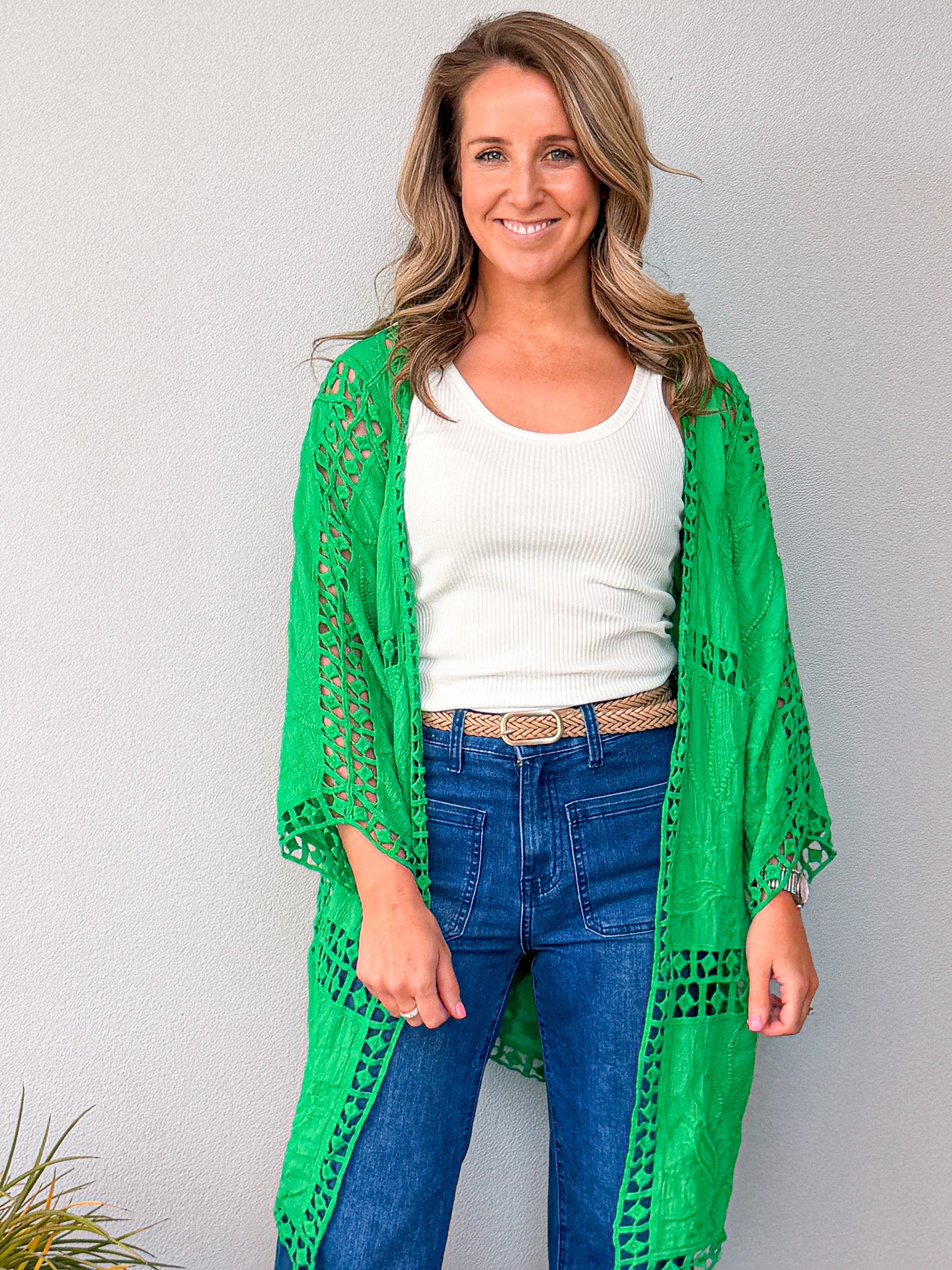Oline Lace Kimono - Green