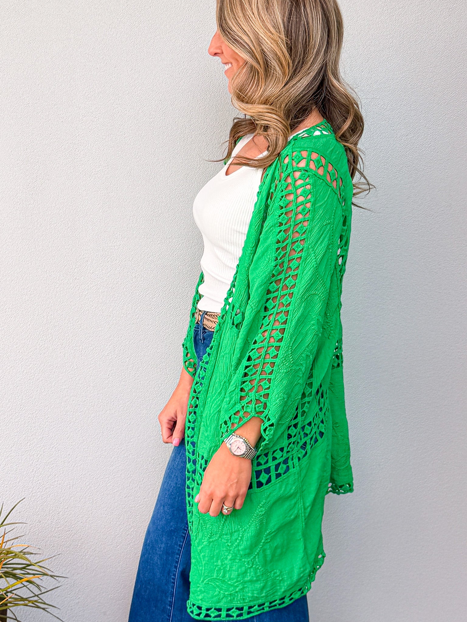 Oline Lace Kimono - Green