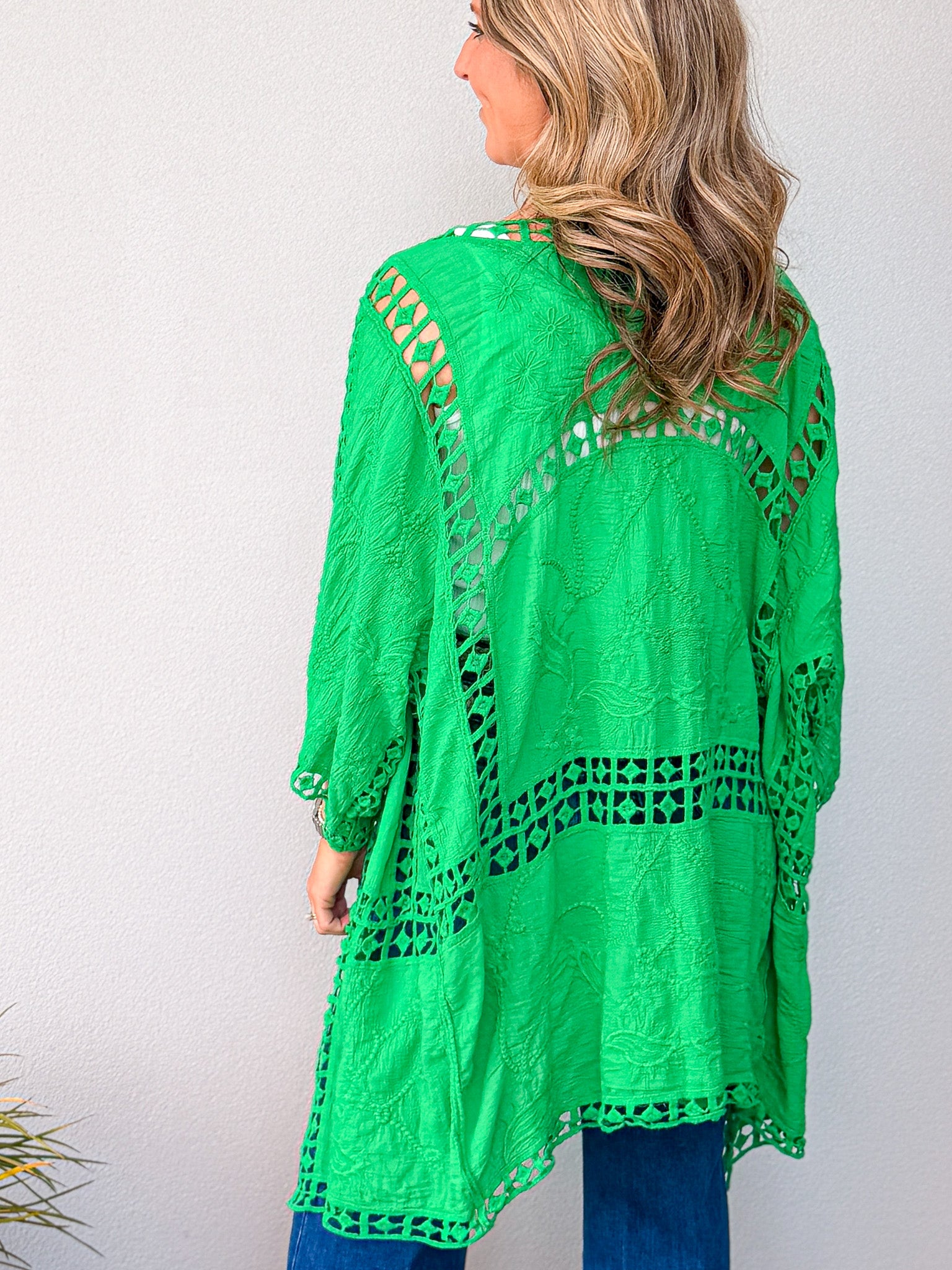 Oline Lace Kimono - Green