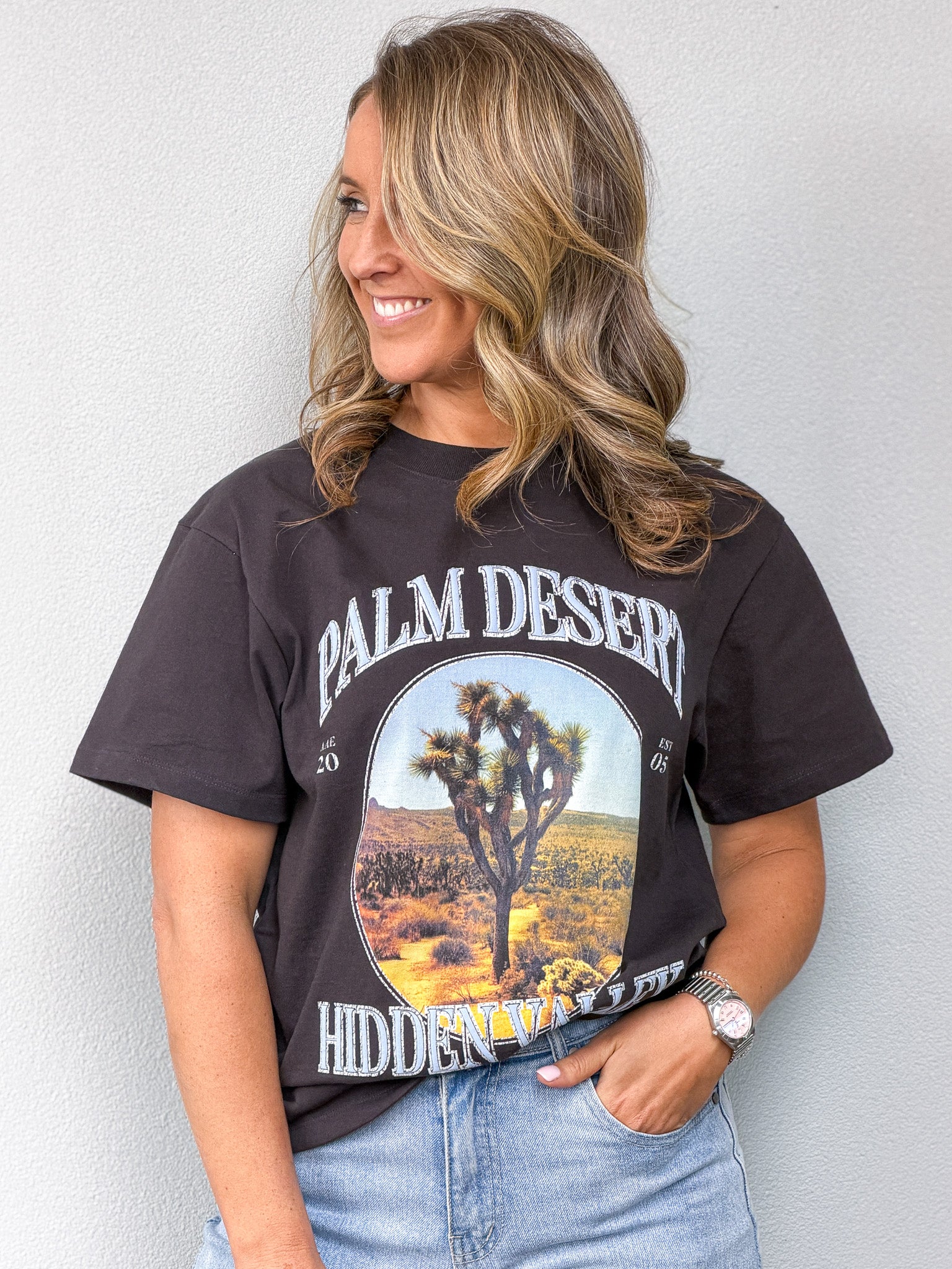 Palm Desert Box Tee - Washed Black