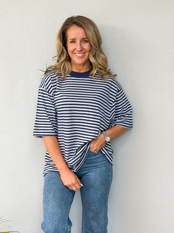 Paloma Oversized Stripe Tee - Nautical
