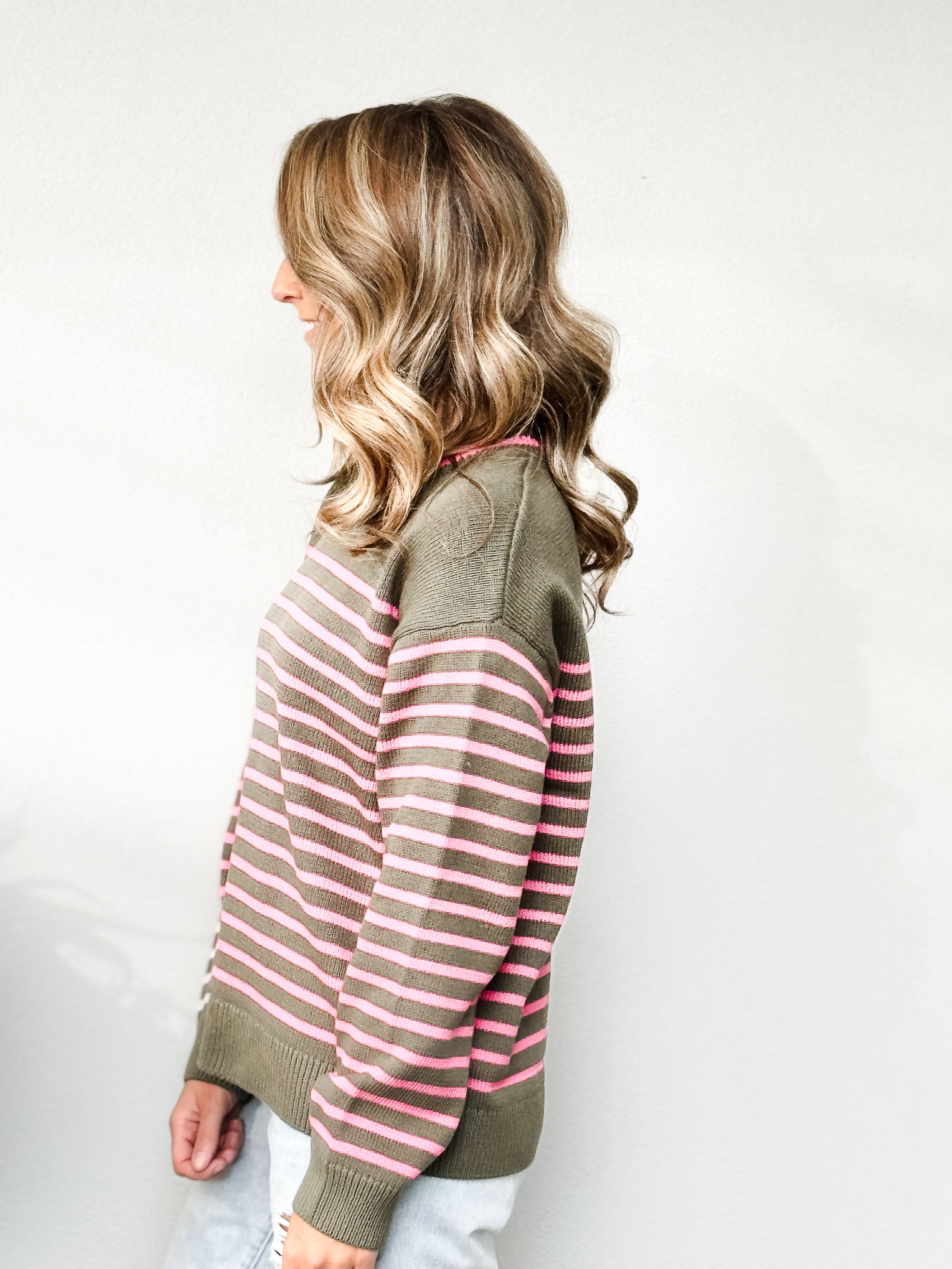 Penny Stripe Knit - Clover & Pink