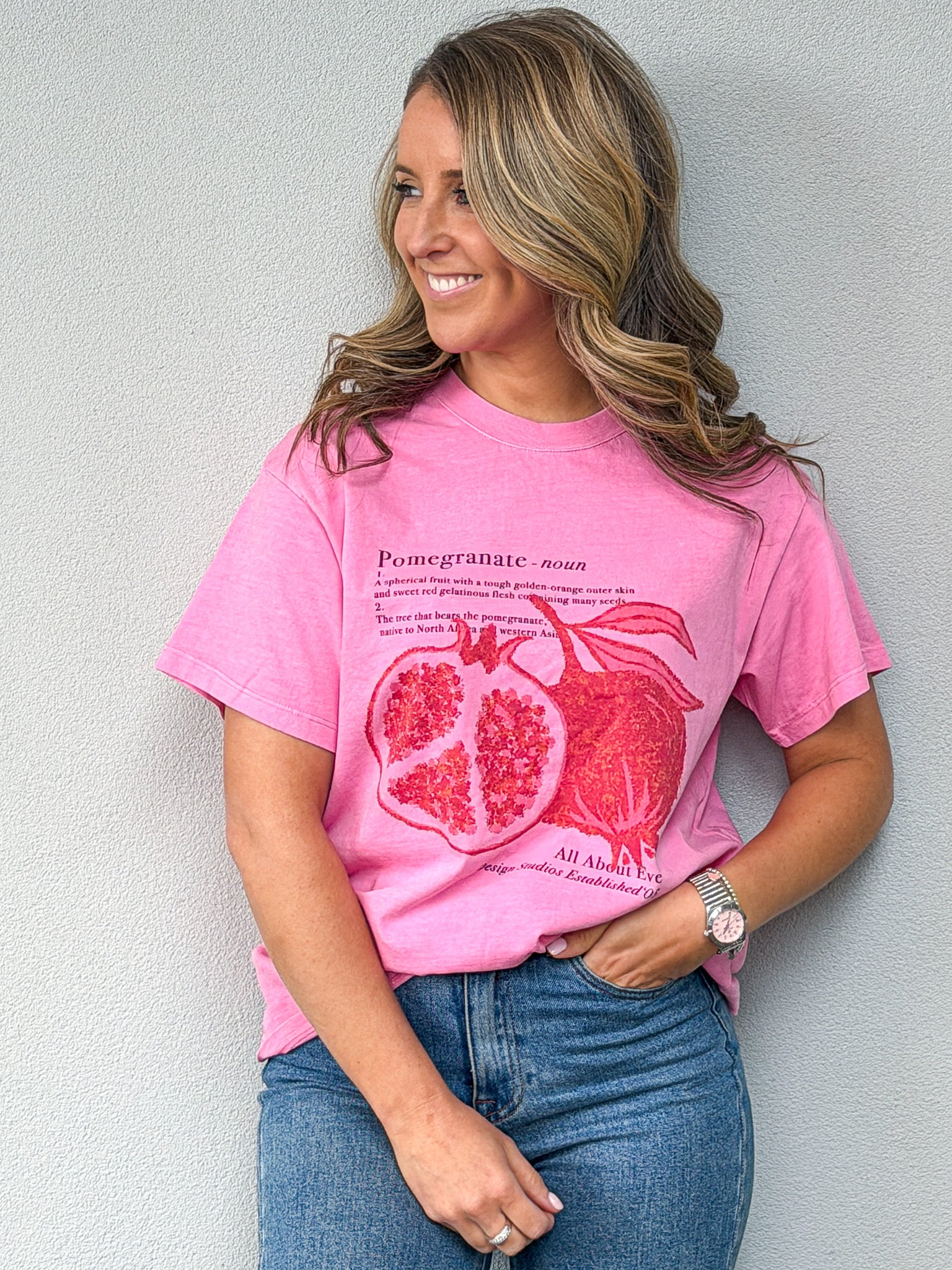Pomegranate Relaxed Tee - Pink