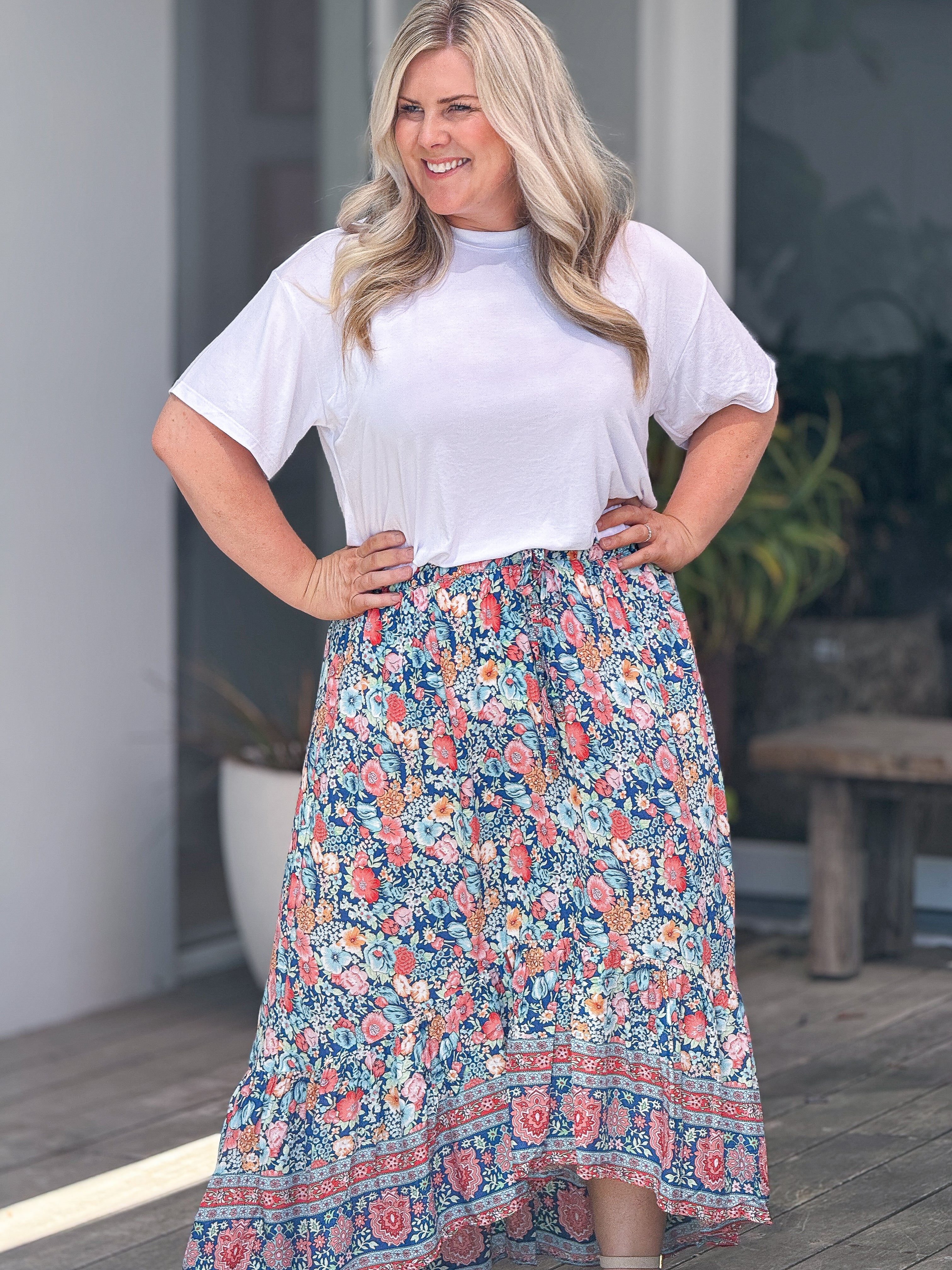 Roxy Midi Skirt -Navy