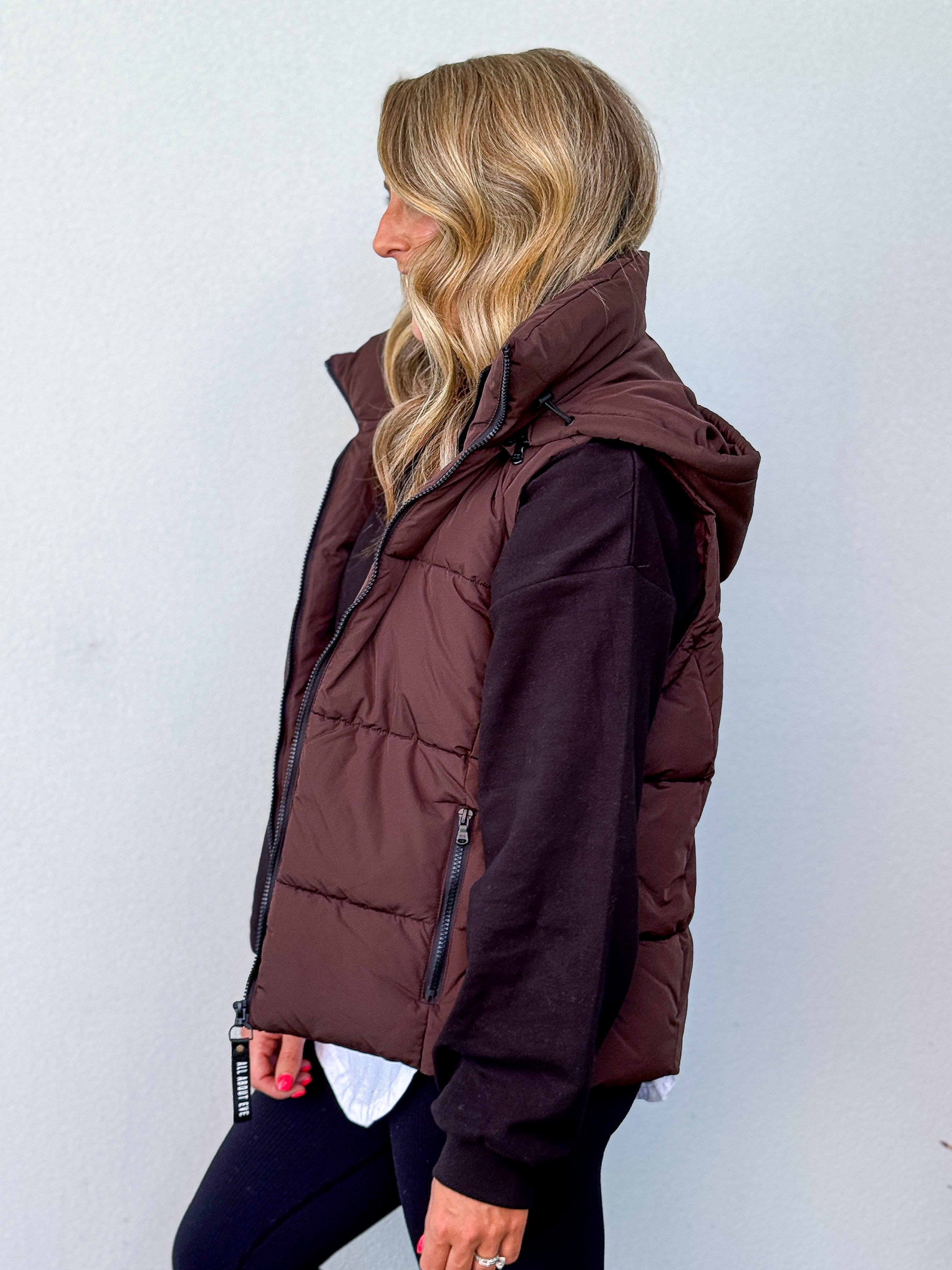 Remi Luxe Puffer Vest - Brown