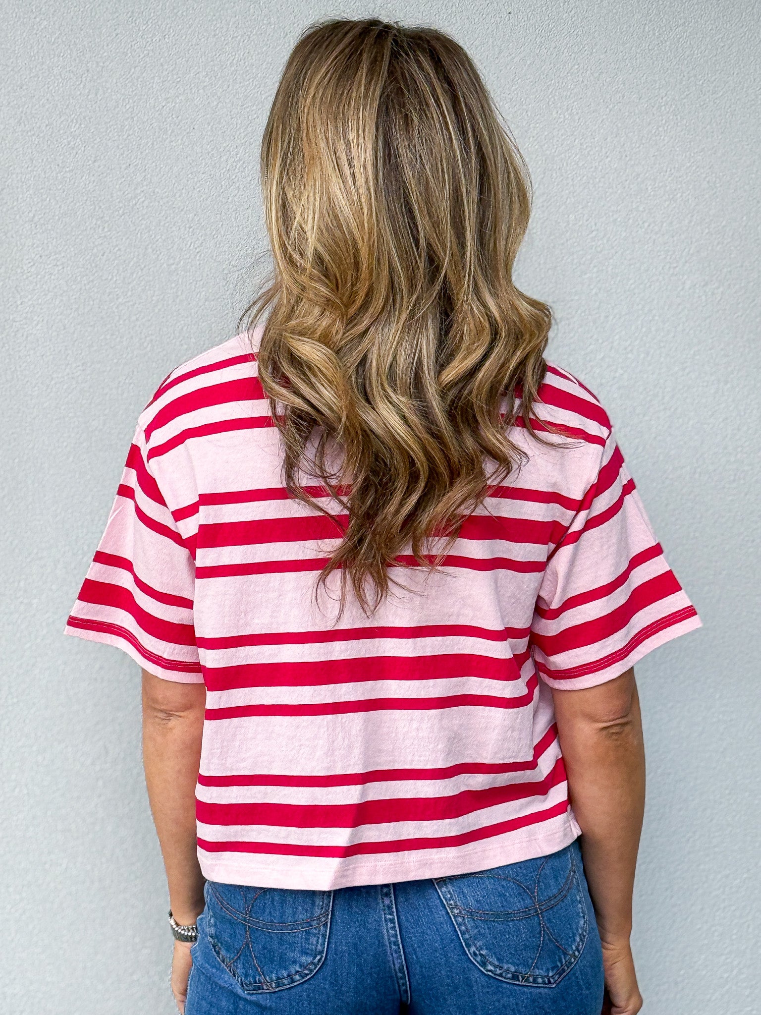 Ruby Crop Relaxed Tee - Red