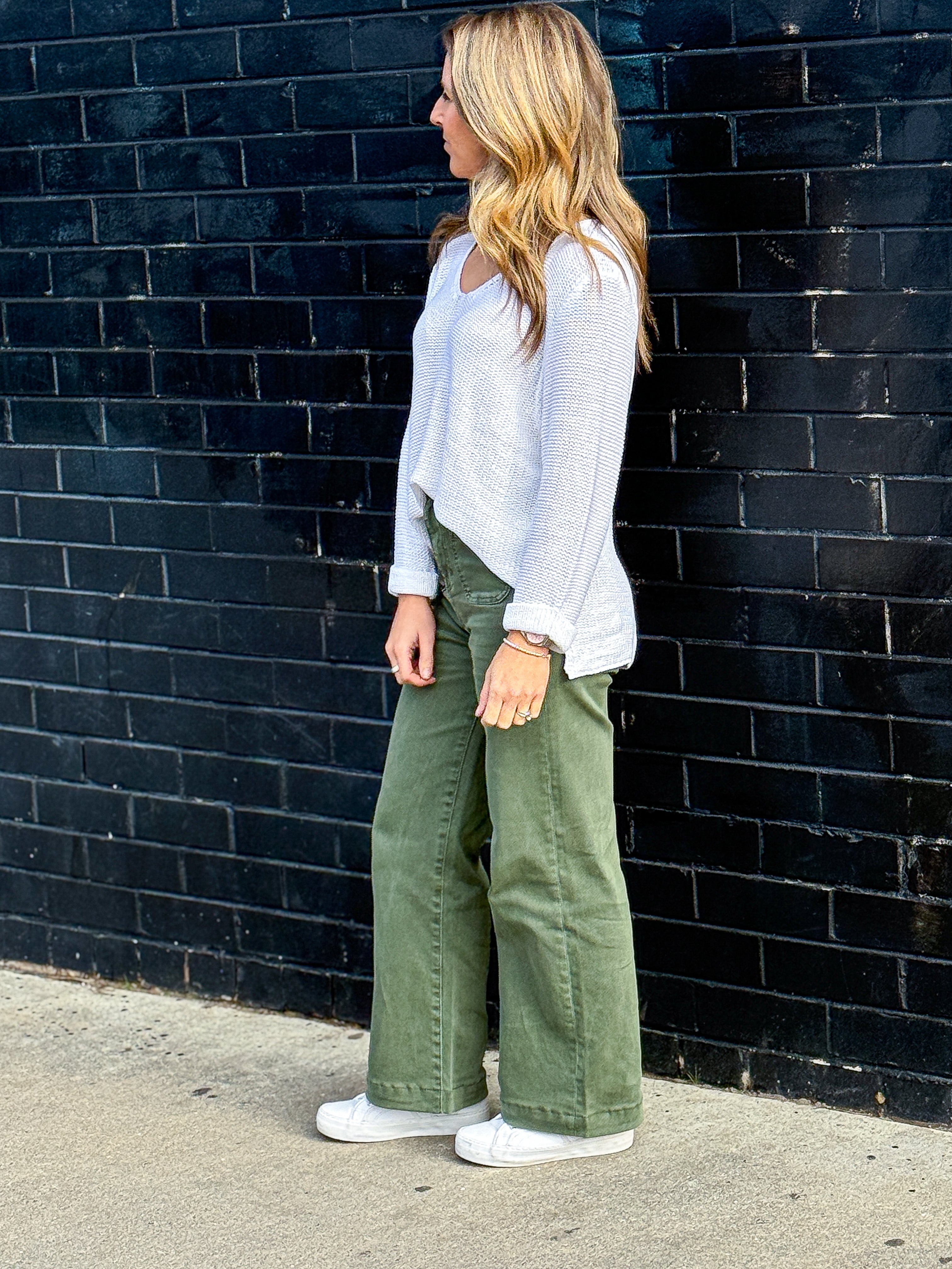 Sarah Wide Leg Jean - Green