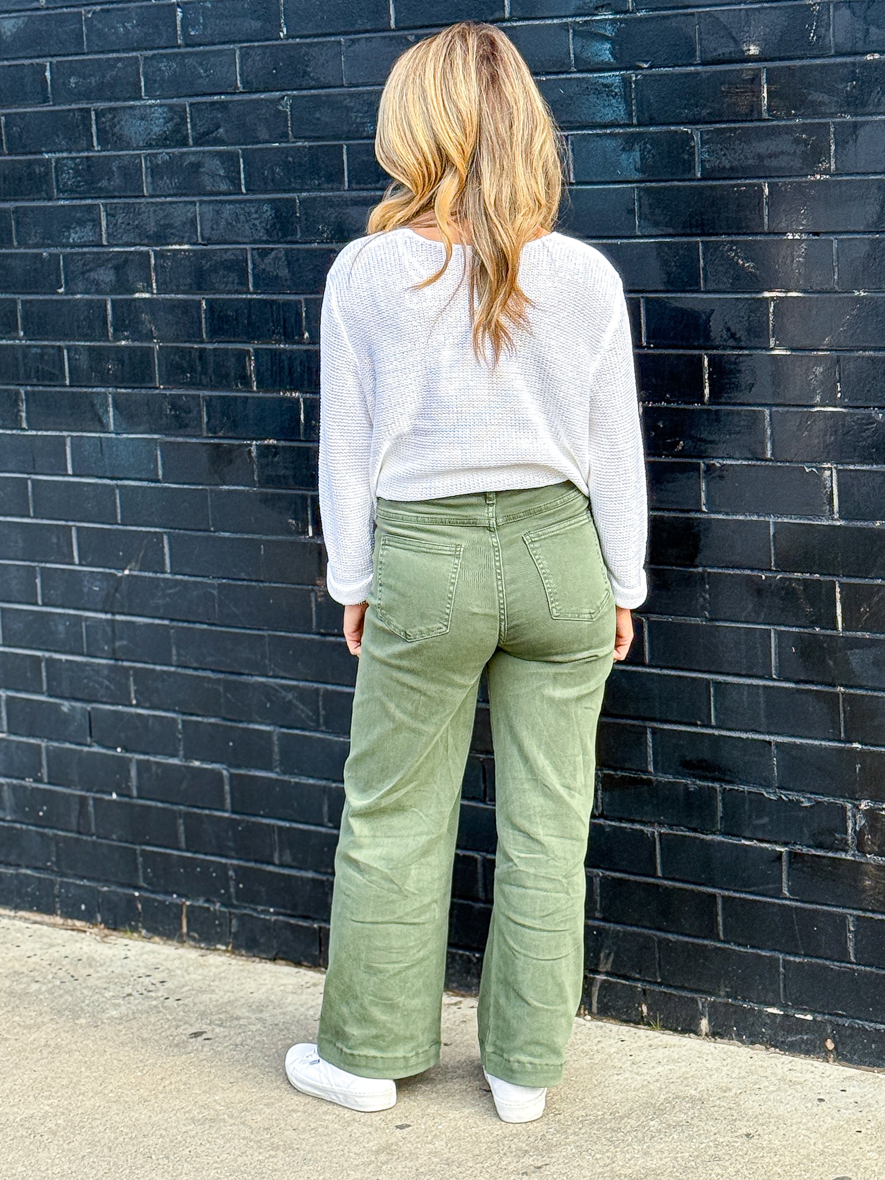 Sarah Wide Leg Jean - Green