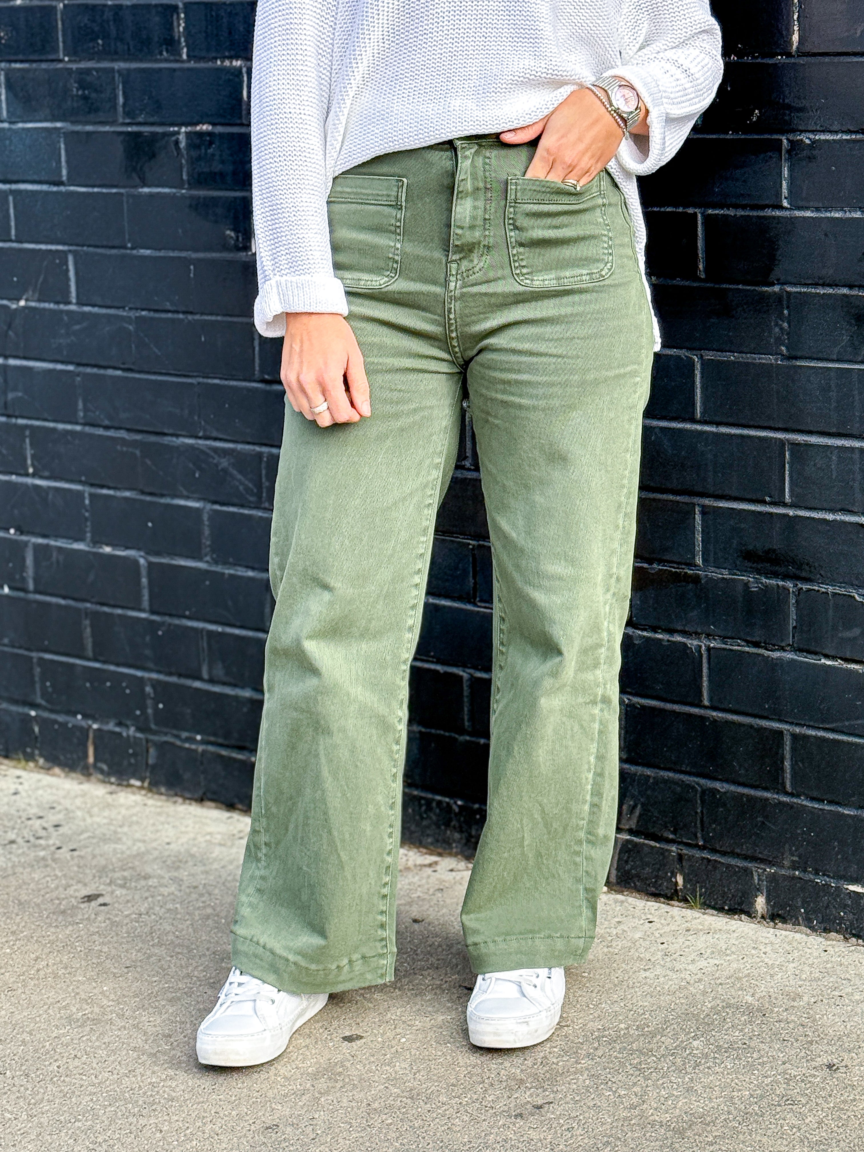 Sarah Wide Leg Jean - Green
