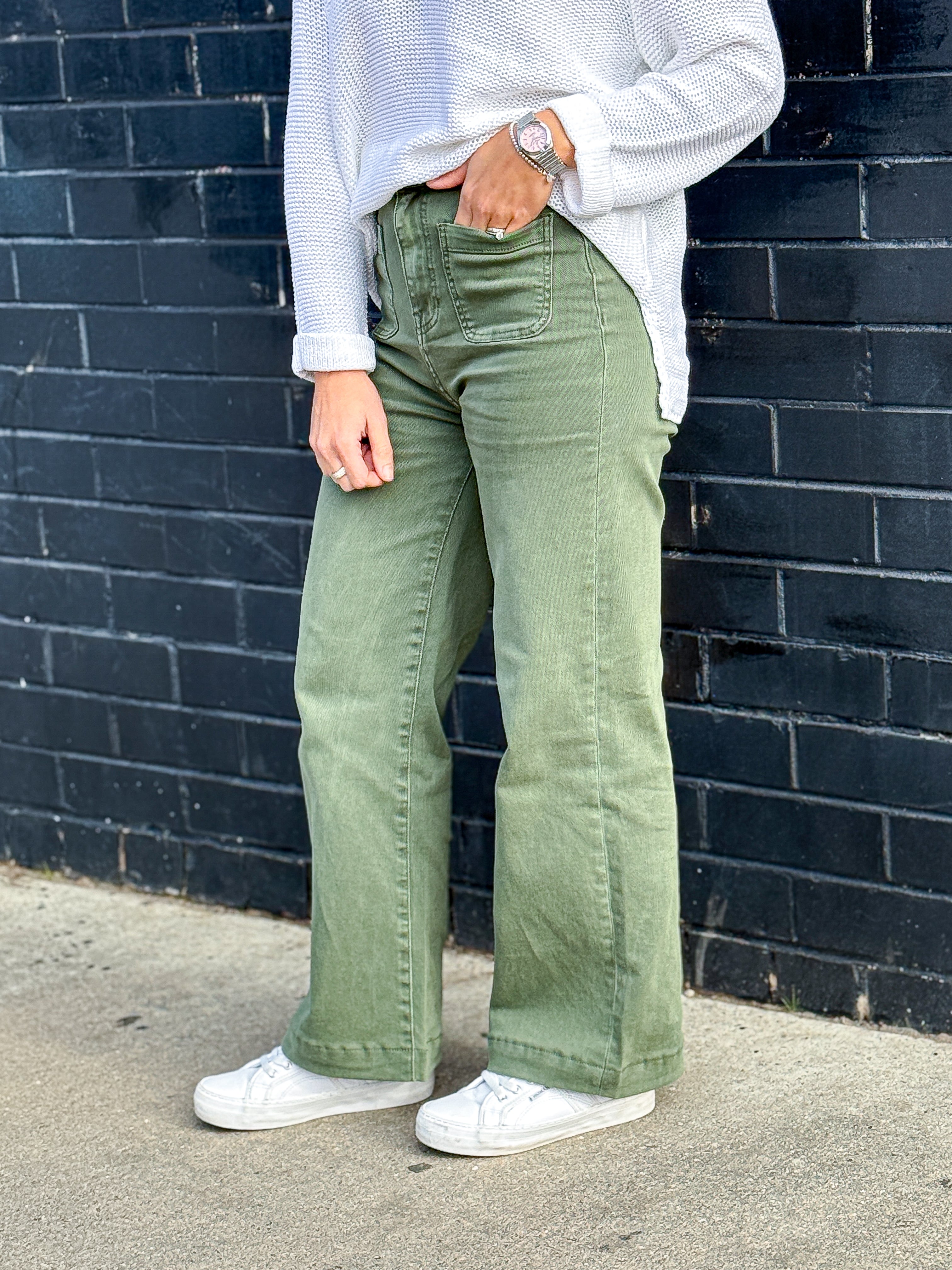 Sarah Wide Leg Jean - Green