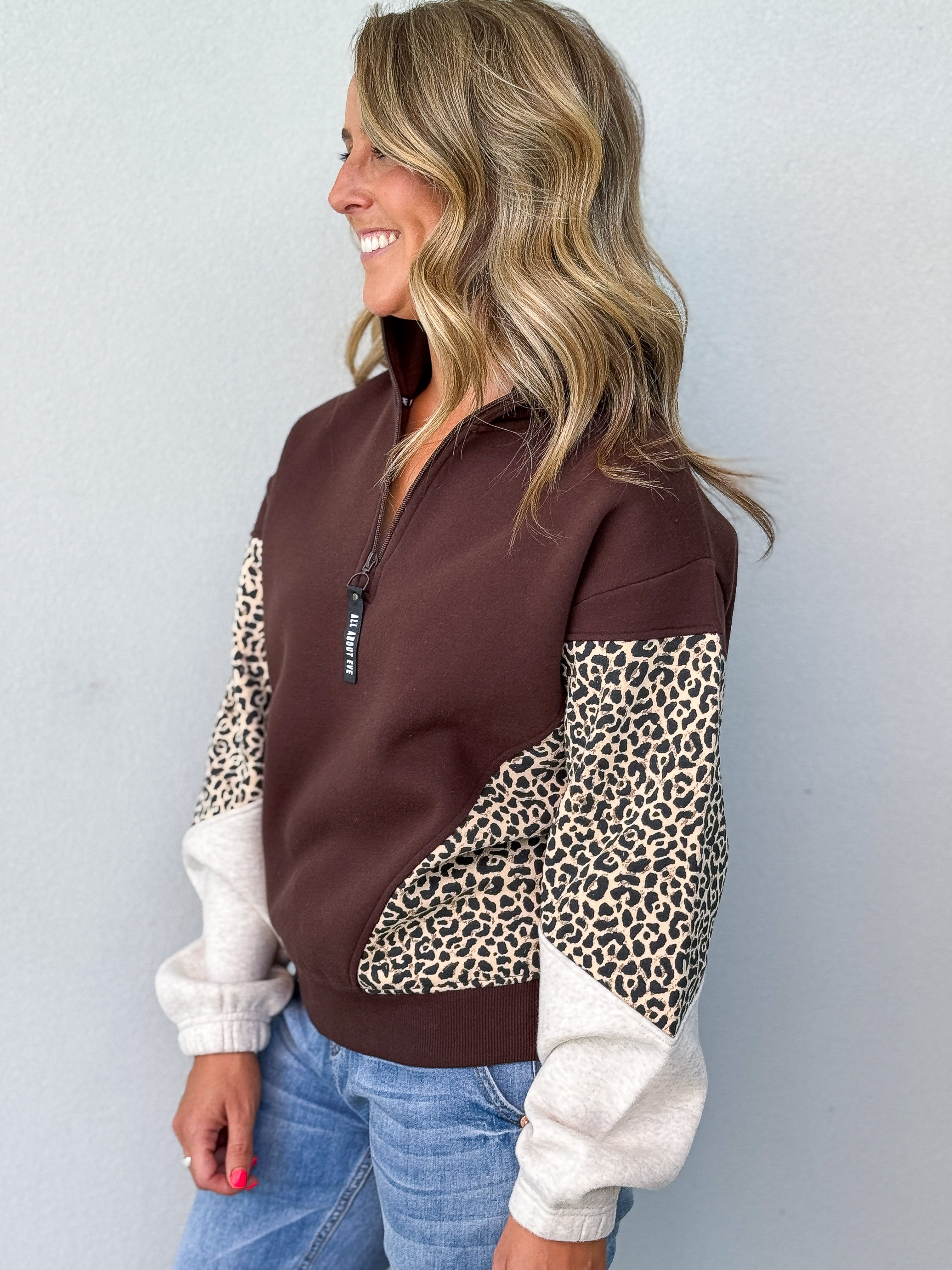 Savannah Panel 1/4 Zip - Brown